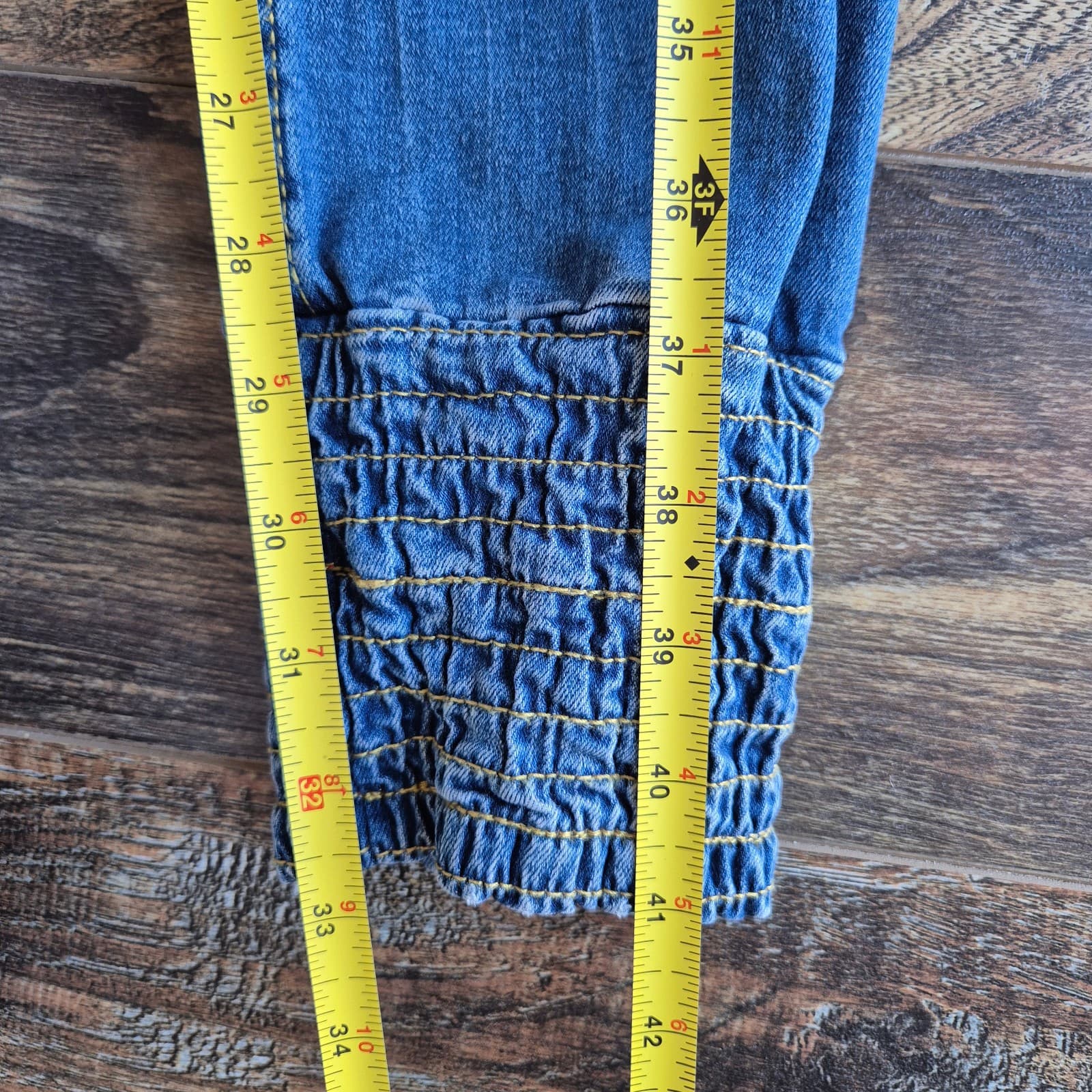 Desigual Embroidered Smocked Ankle Skinny Jeans Low Rise Stretch Blue Women's 28 - Thumbnail 14