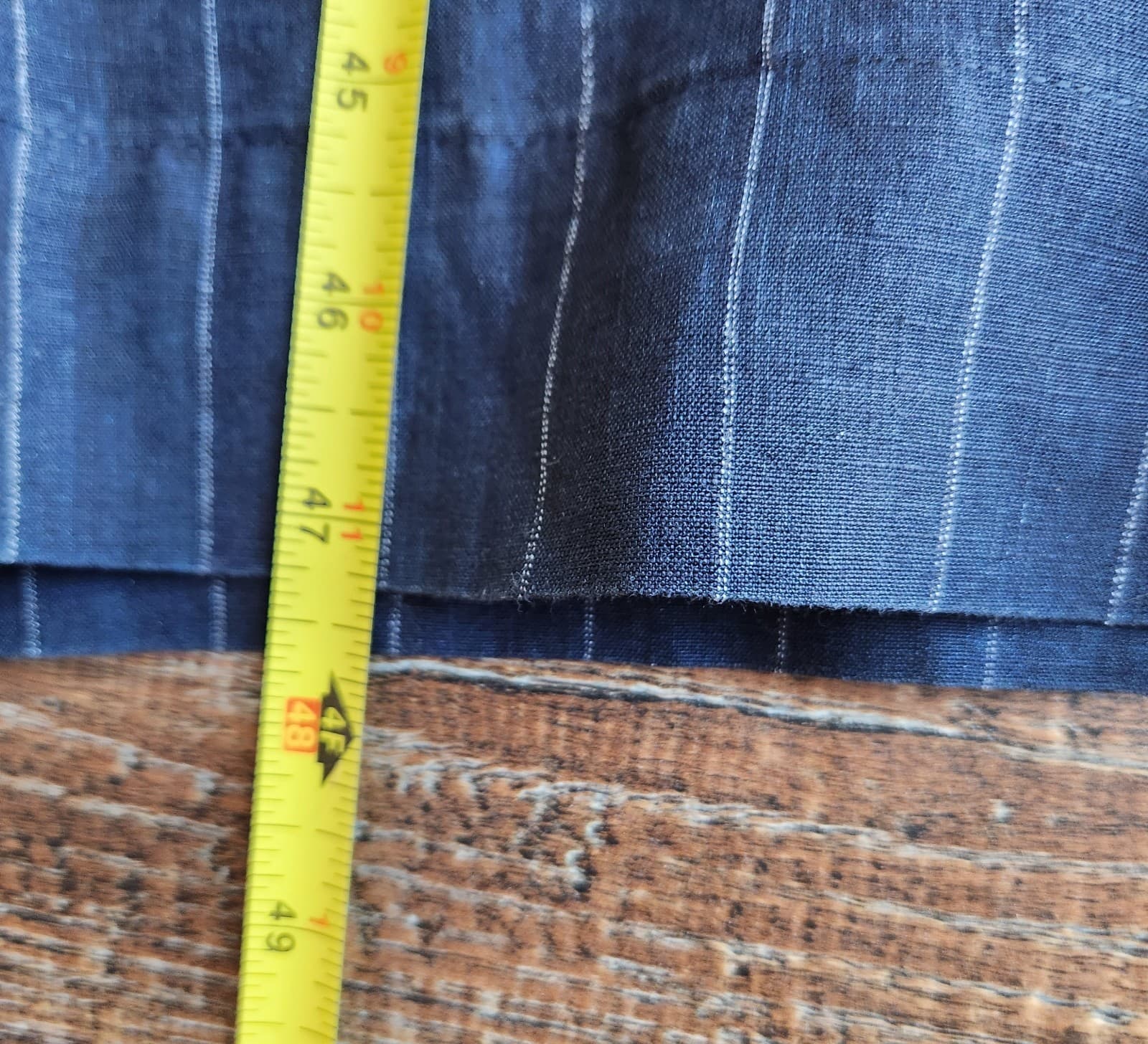 ALEMBIKA Linen Pinstripe Wide Leg Capri Jumpsuit Tie-Waist Pocket Navy Blue Sz.S - Thumbnail 12