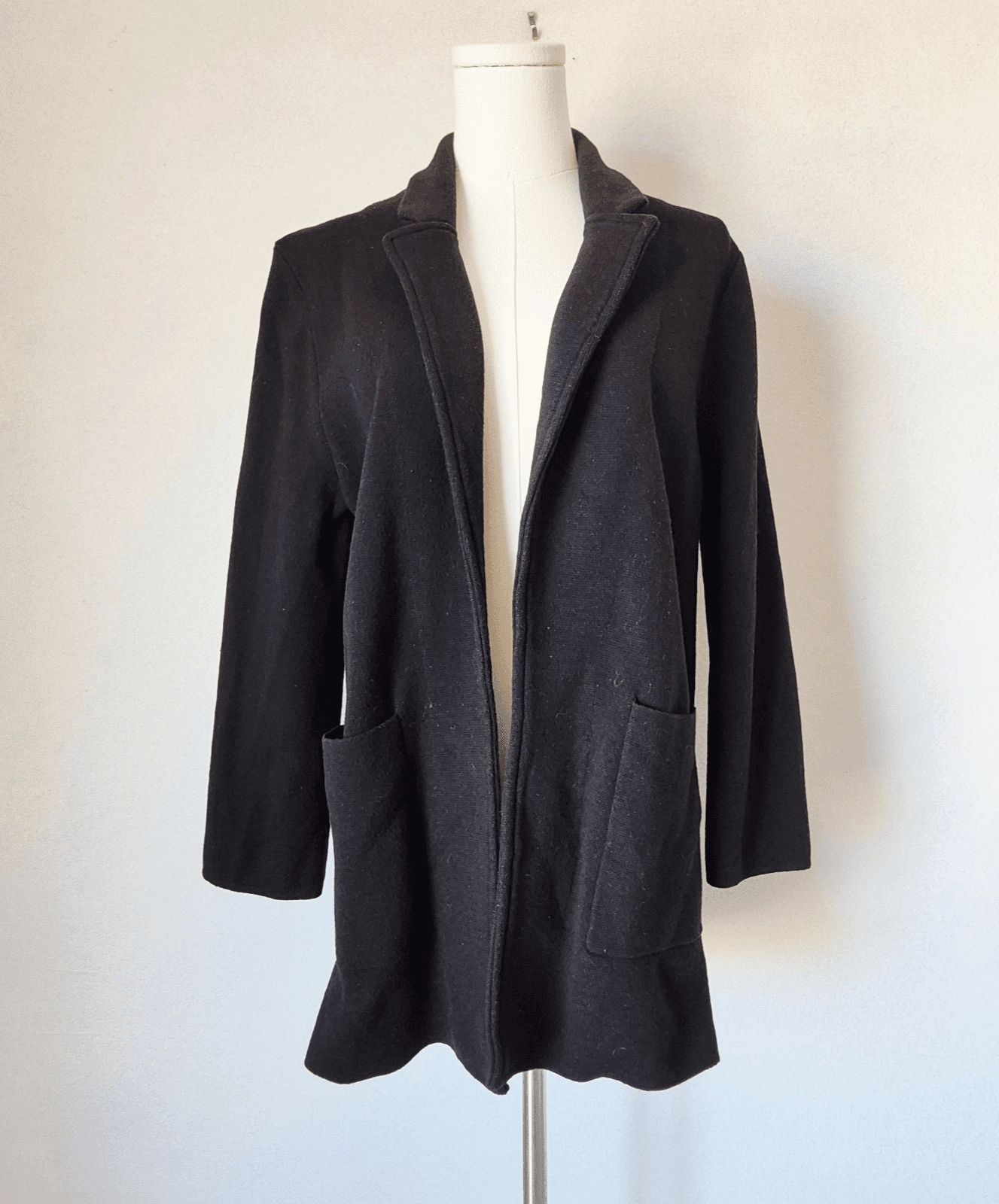 Quince 100% Organic Cotton Knit Blazer Open-Front Pocket Black Women's M - Thumbnail 5