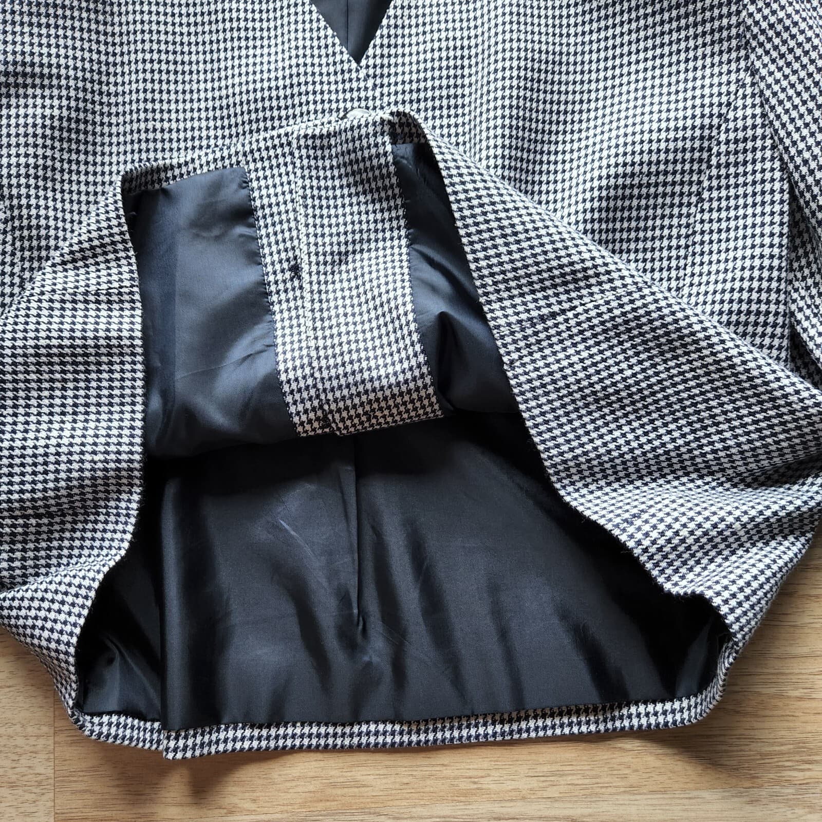 Vintage PENDLETON Houndstooth Blazer Jacket Blue White Women Sz.14 Made in USA - Thumbnail 9