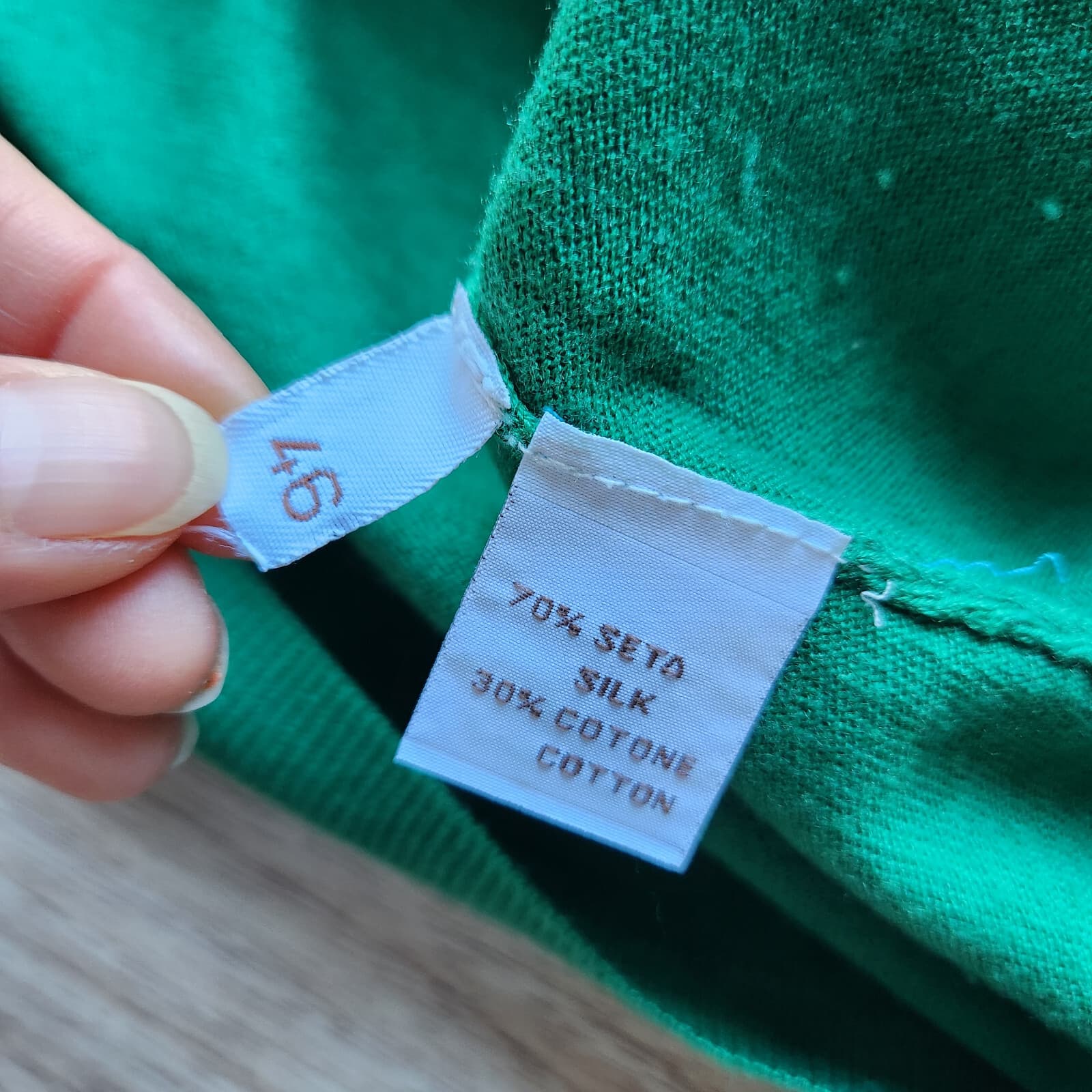 NWoT Kangra Silk Cotton Blend Sweater Pullover V-Neck Green Women's 46 - Thumbnail 8