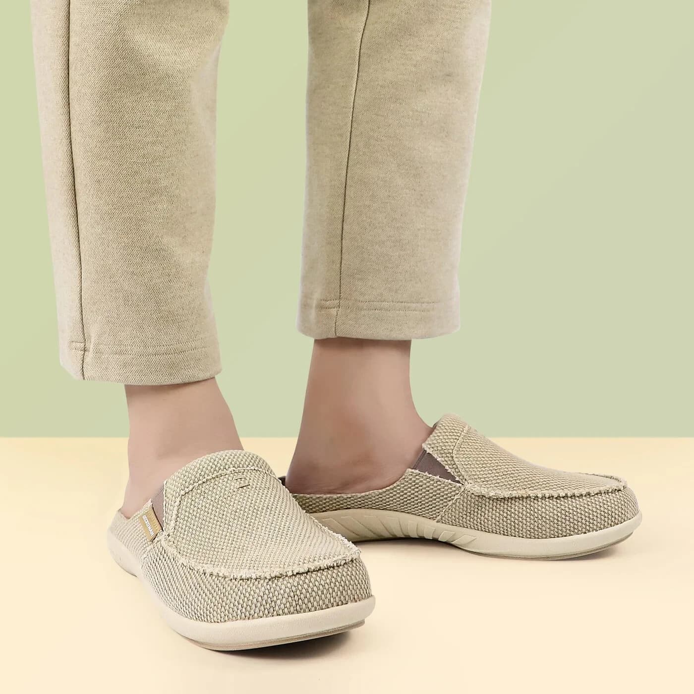 Gecko Man Arch Support Canvas House Slipper Comfort Fleece Insole Grey Mens' 8.5 - Thumbnail 4