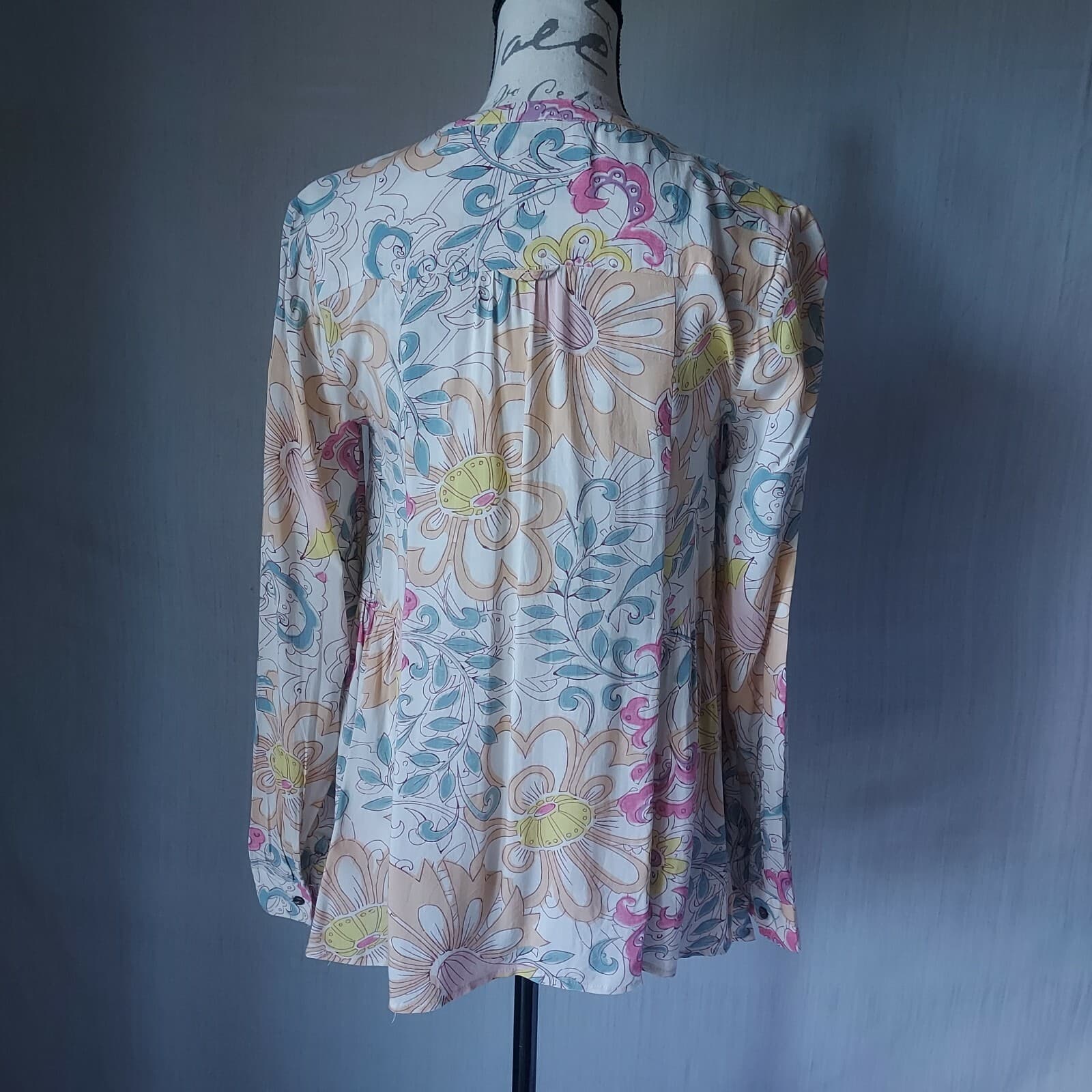 Maeve Anthropologie Laiken Floral Top V-Neck Long Sleeve Multicolor Women Small - Thumbnail 5
