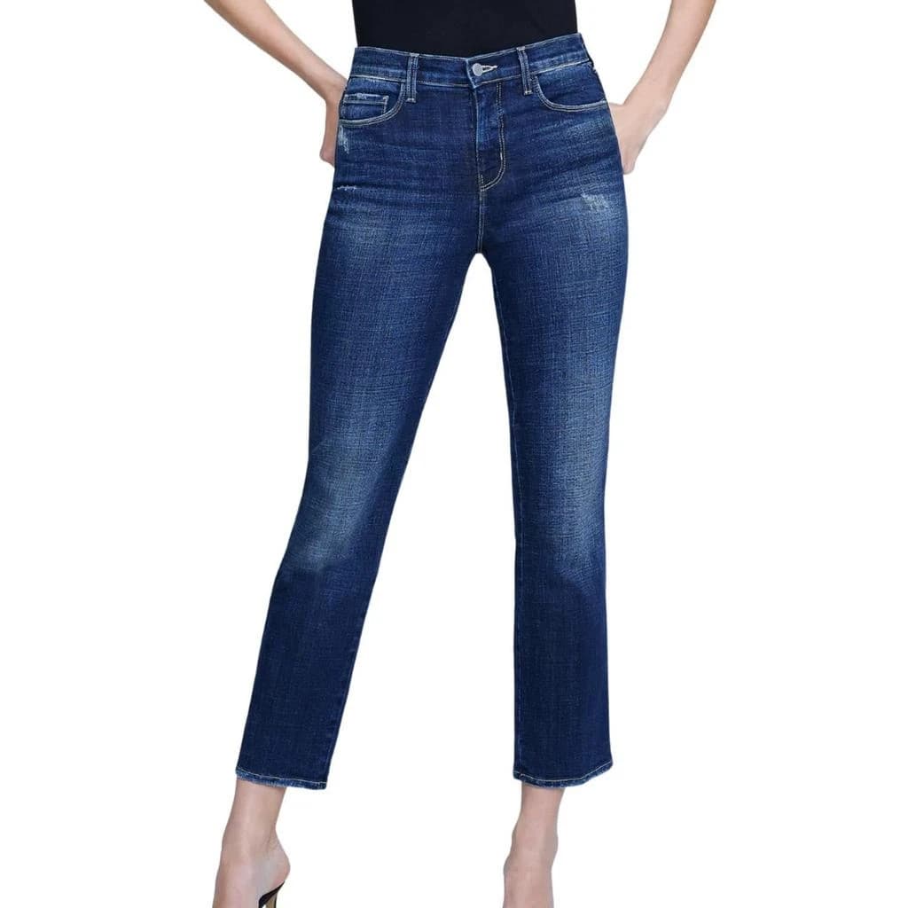 L'AGENCE Alexia High Rise Crop Jeans Distressed Jabot Atwood Wash Blue Womens 26 - Thumbnail 2