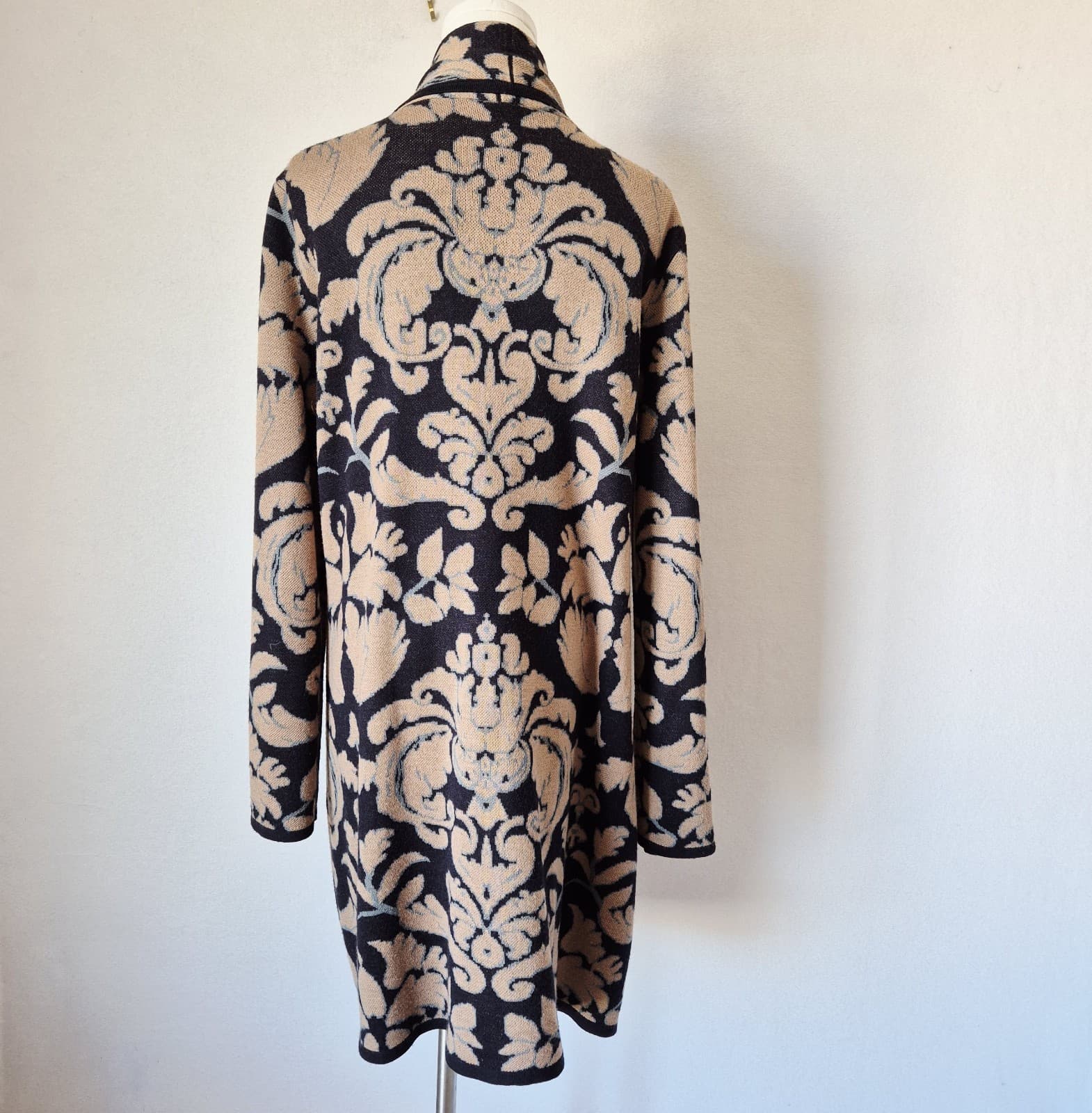 Soft Surroundings D'Orsay Wool Blend Floral Jacquard Buckle Long Cardigan Sz.L - Thumbnail 9
