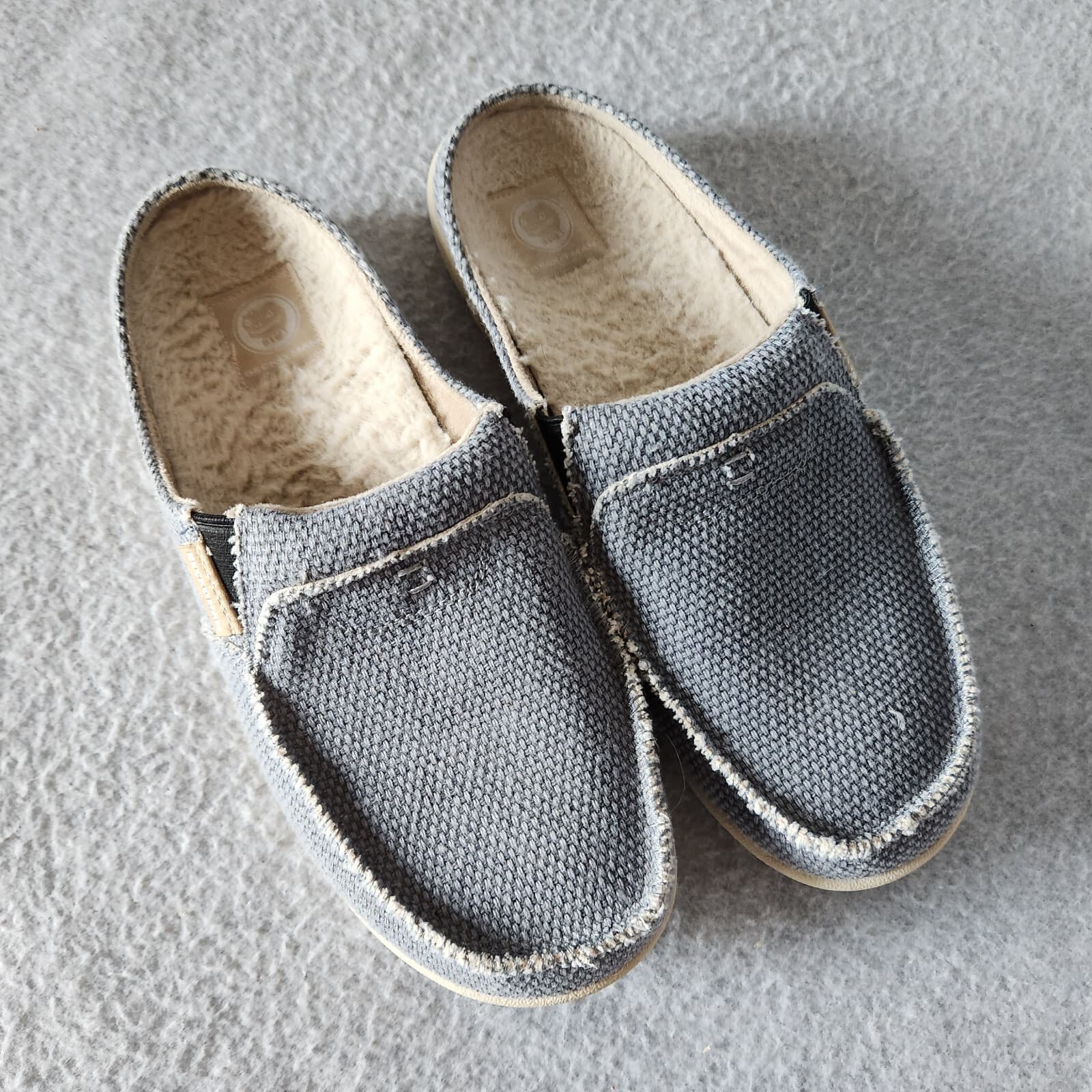 Gecko Man Arch Support Canvas House Slipper Comfort Fleece Insole Grey Mens' 8.5 - Thumbnail 5