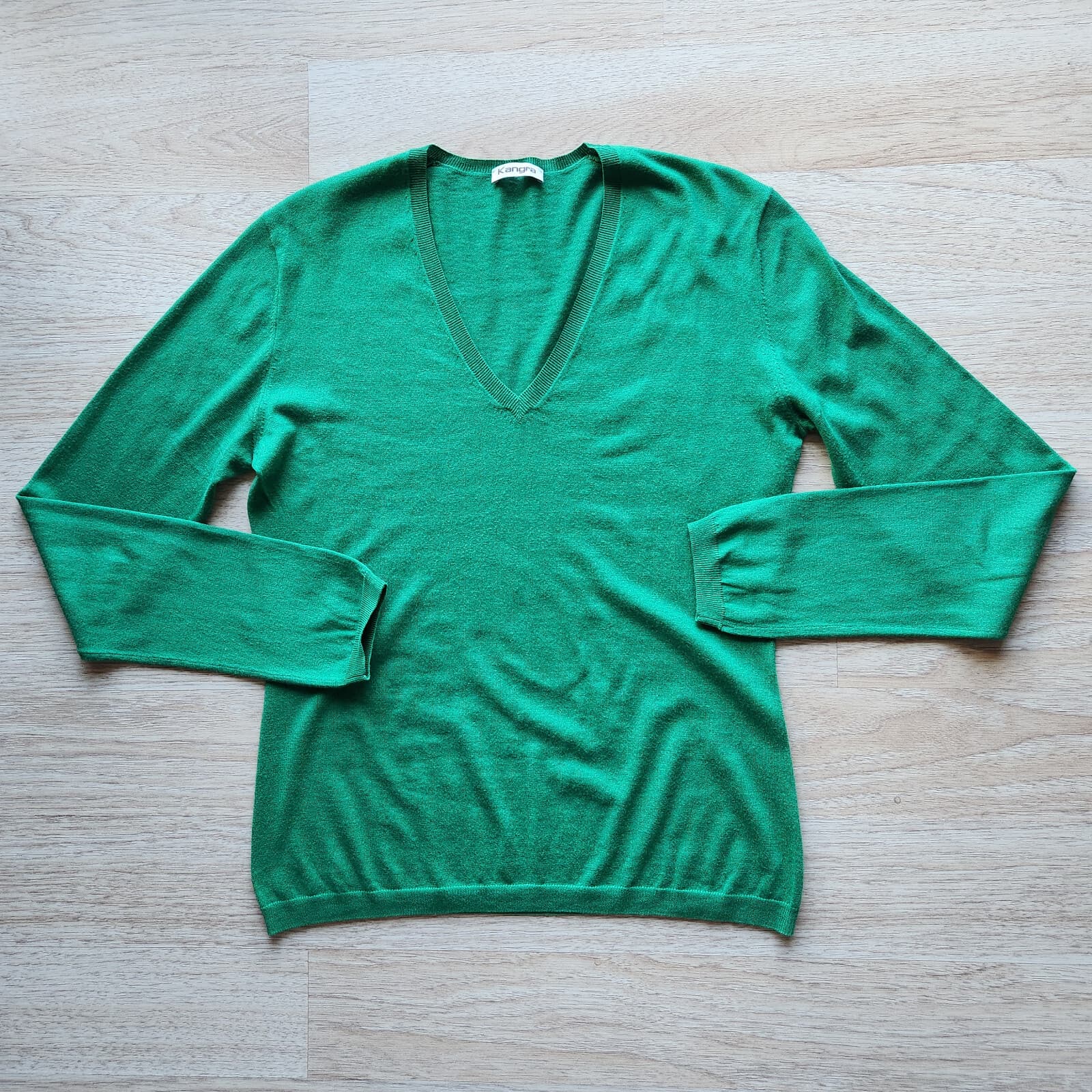 NWoT Kangra Silk Cotton Blend Sweater Pullover V-Neck Green Women's 46 - Thumbnail 5