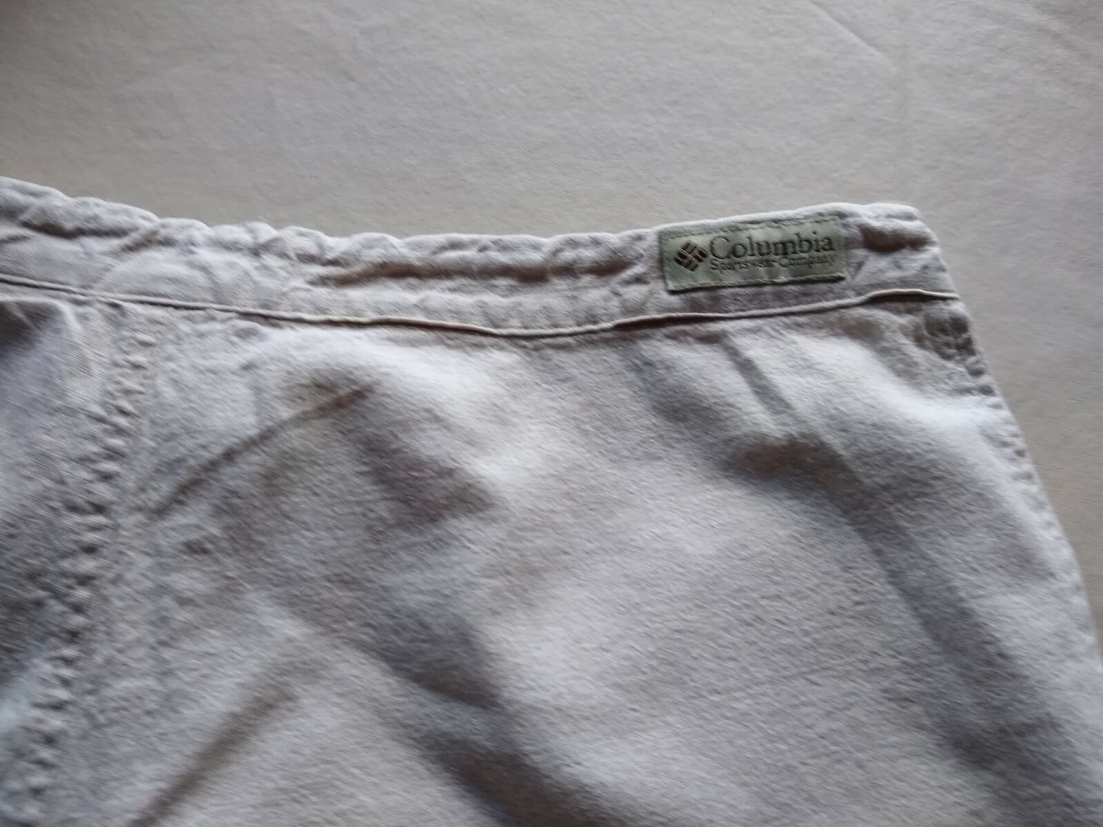 Columbia Sport Linen Cotton Blend Shorts Draw String Khaki Zip Pockets Women M - Thumbnail 4
