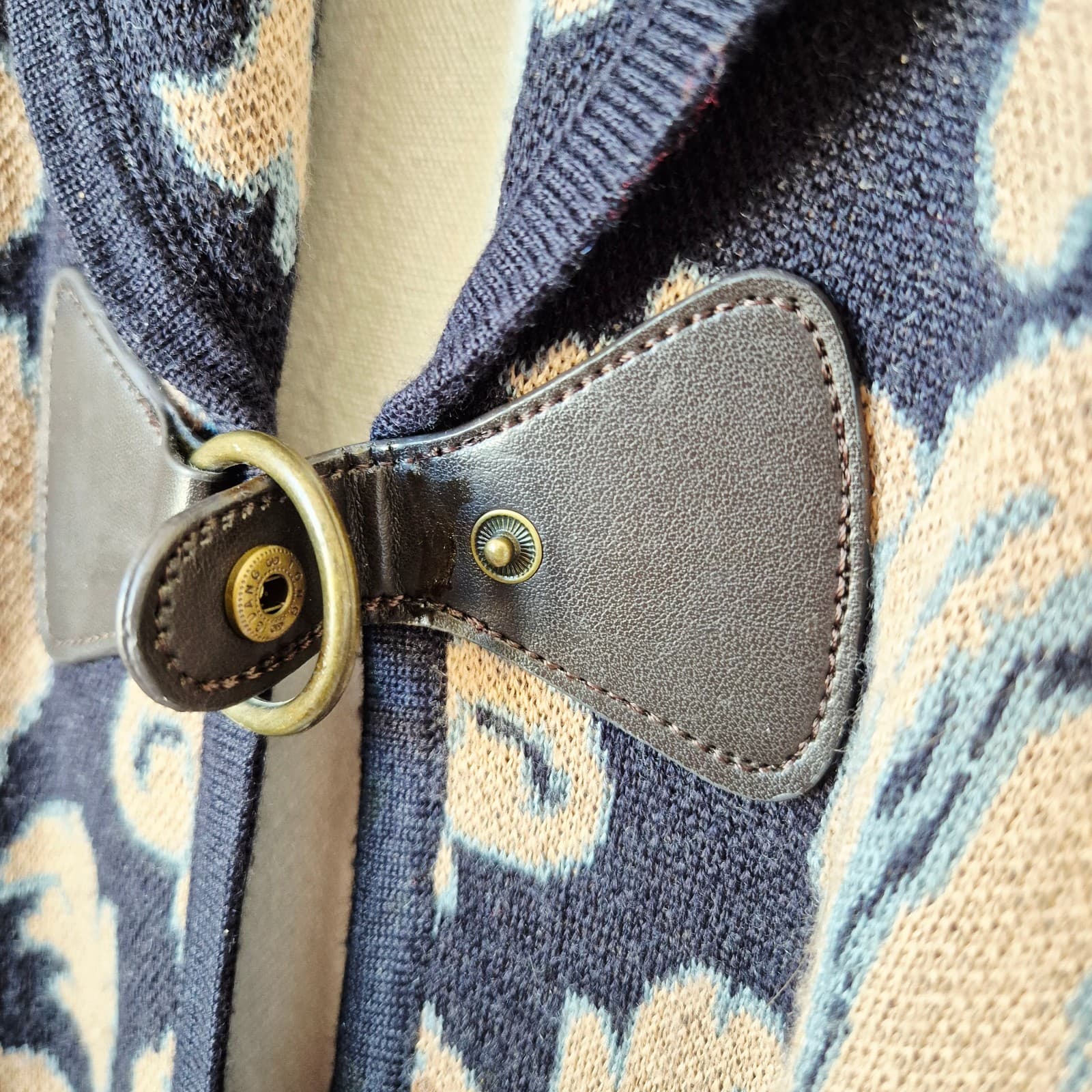 Soft Surroundings D'Orsay Wool Blend Floral Jacquard Buckle Long Cardigan Sz.L - Thumbnail 11