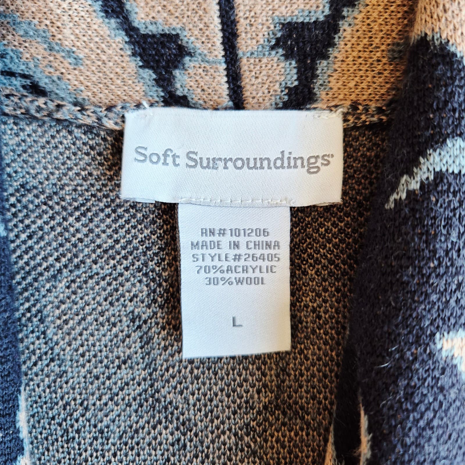 Soft Surroundings D'Orsay Wool Blend Floral Jacquard Buckle Long Cardigan Sz.L - Thumbnail 13