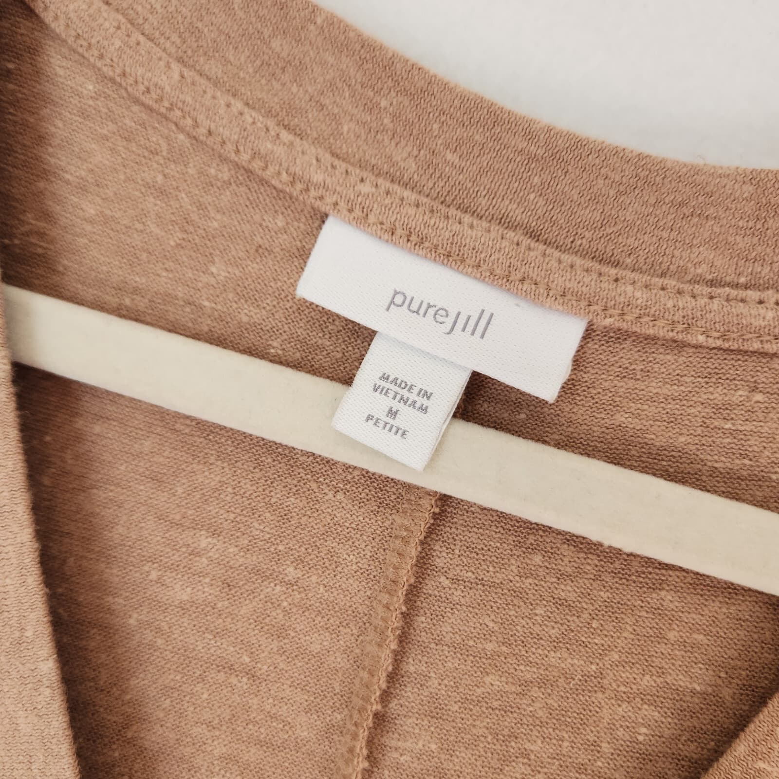 Pure Jill Duster Cardigan 3/4 Sleeve Button Pocket Hemp Organic Cotton Brown PM - Thumbnail 8