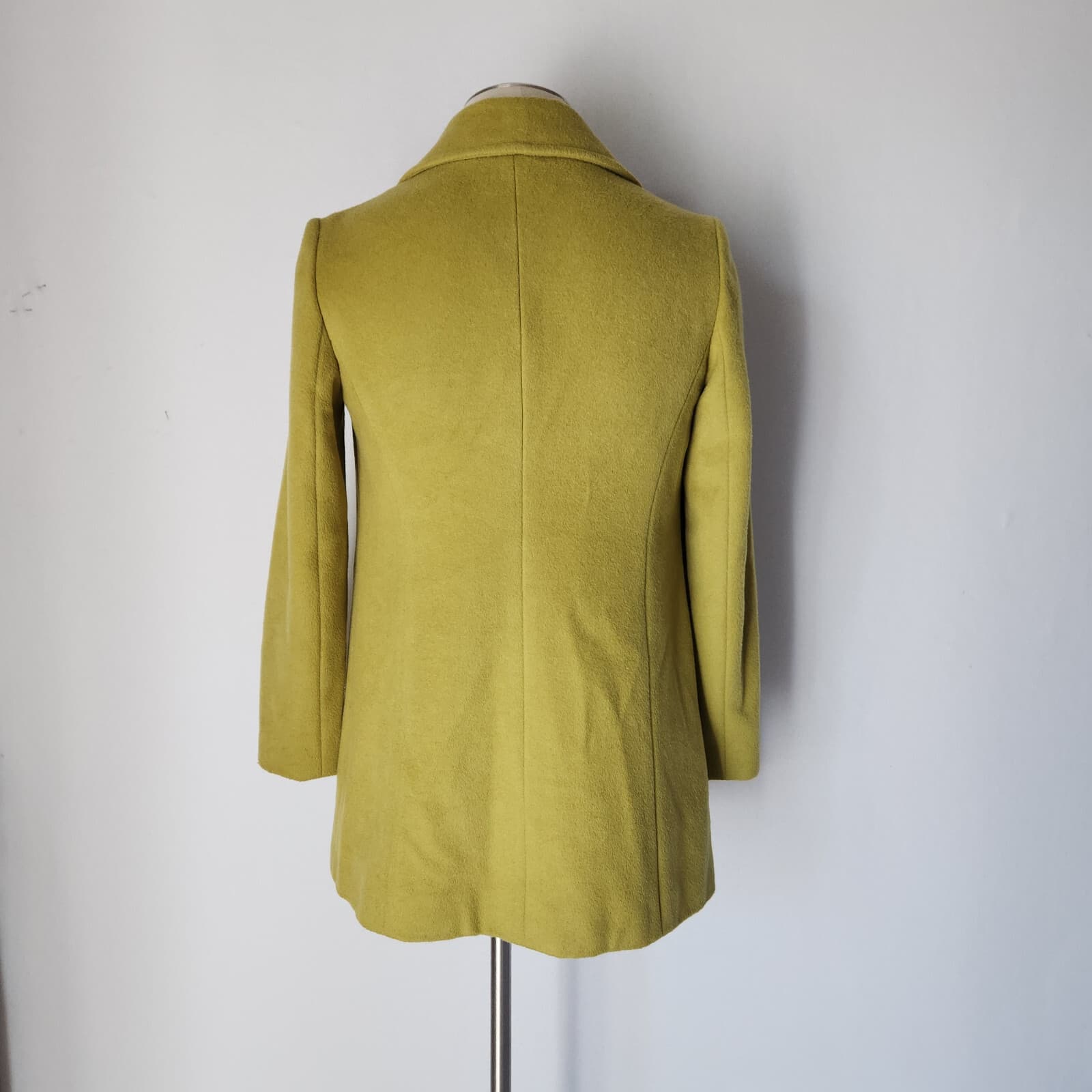 J Jill About Town Wool Blend Pea Coat Button Lined Zesty Lime Green Petite-XS - Thumbnail 7