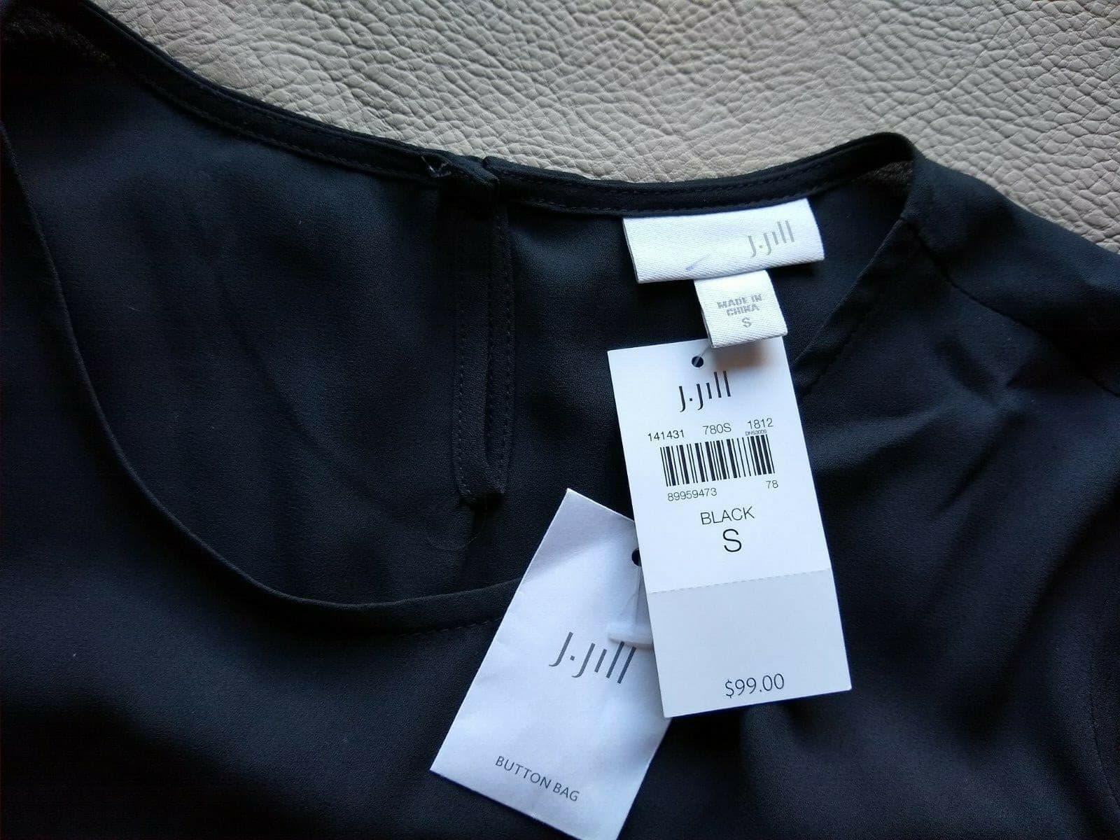 NWT J.JILL Pleat Layered Chiffon Top Blouse Long Sleeves Black Women Small $99 - Thumbnail 7