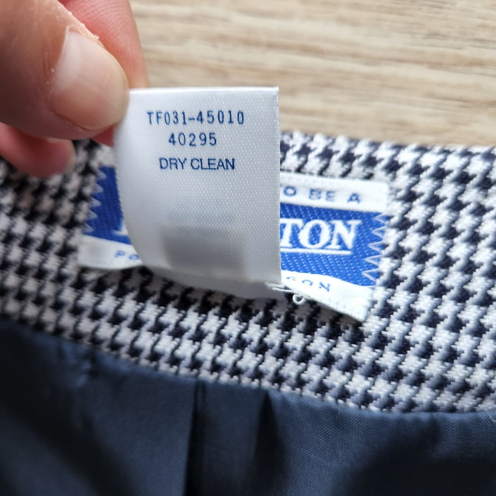 Vintage PENDLETON Houndstooth Blazer Jacket Blue White Women Sz.14 Made in USA - Thumbnail 7