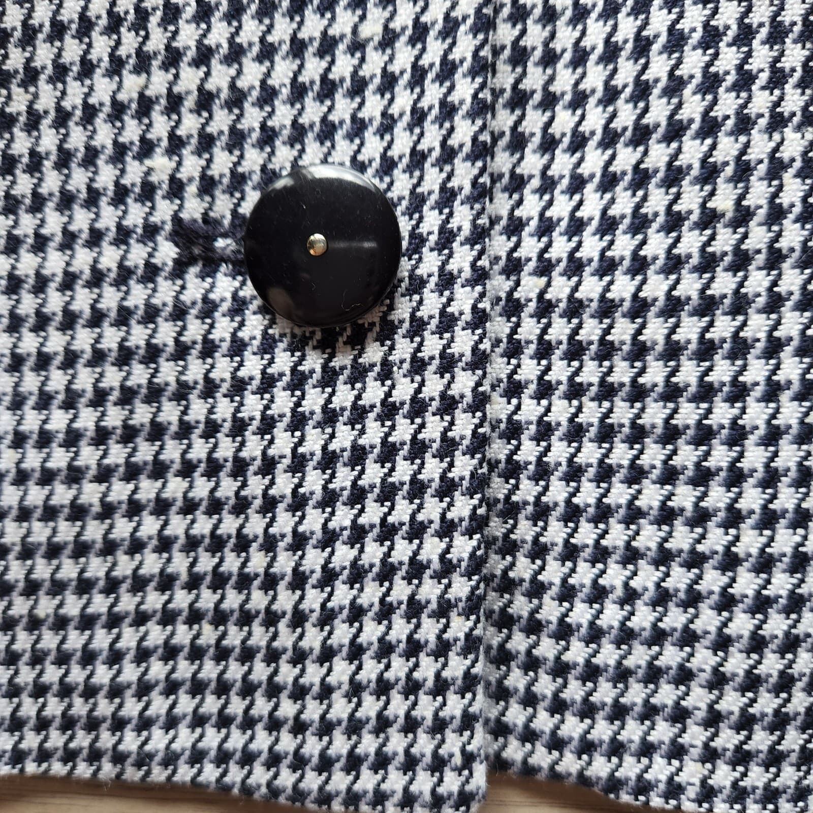 Vintage PENDLETON Houndstooth Blazer Jacket Blue White Women Sz.14 Made in USA - Thumbnail 8