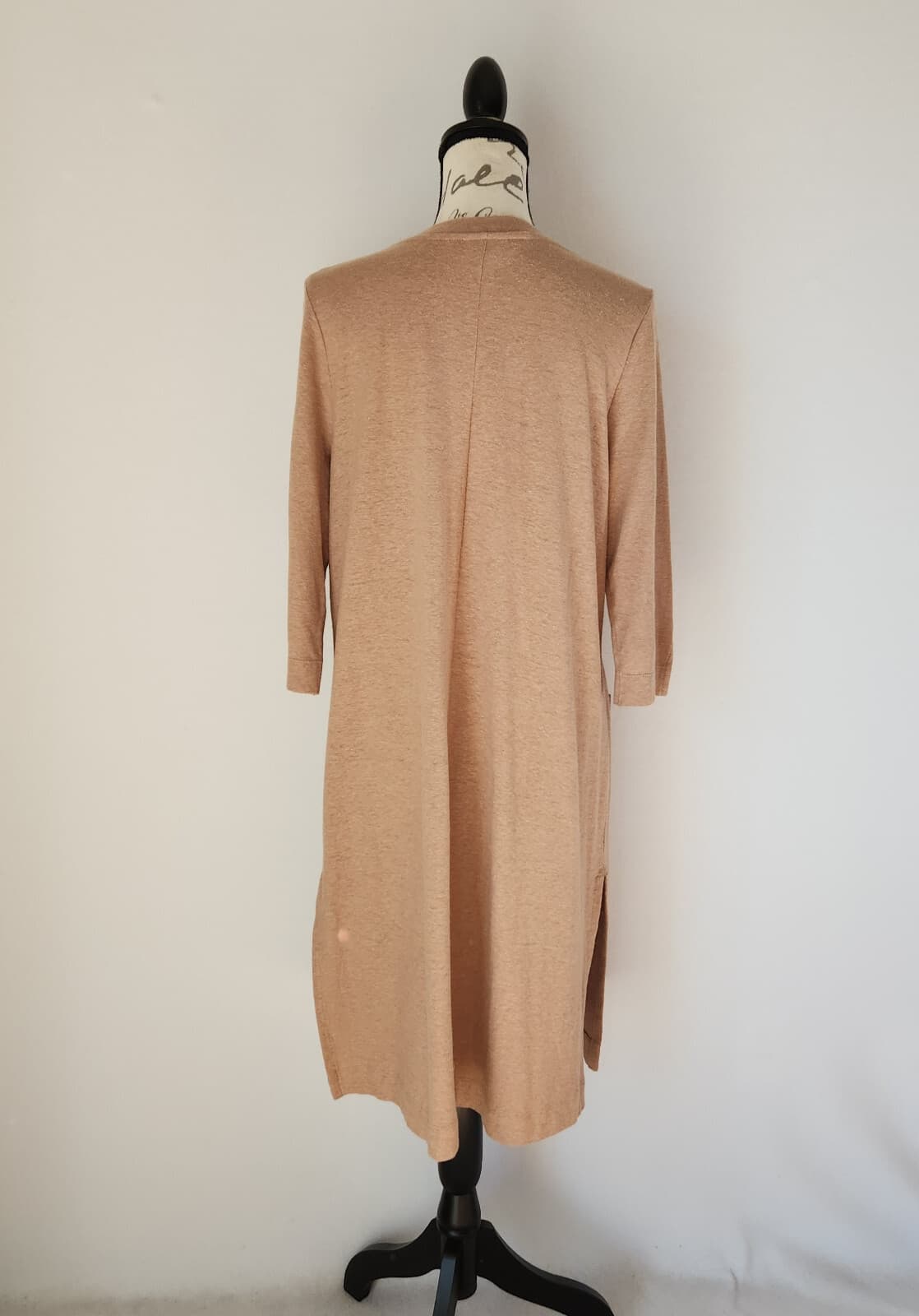 Pure Jill Duster Cardigan 3/4 Sleeve Button Pocket Hemp Organic Cotton Brown PM - Thumbnail 7