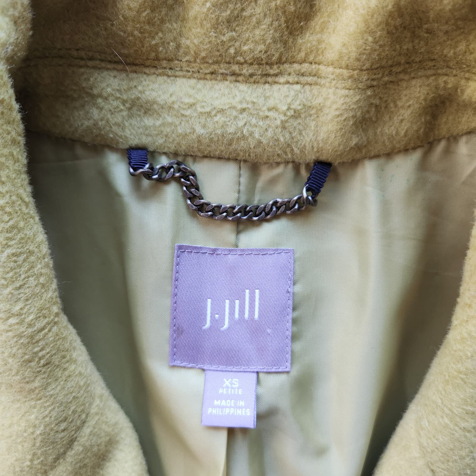 J Jill About Town Wool Blend Pea Coat Button Lined Zesty Lime Green Petite-XS - Thumbnail 8