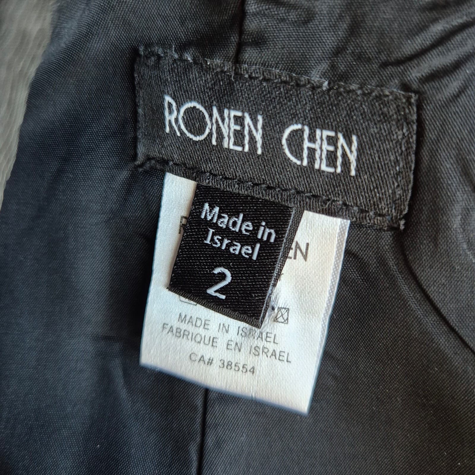 Ronen Chen Crinkle Ruched Ruffle Midi Pencil Skirt Hi-Low Black Zip Women's 2 - Thumbnail 5