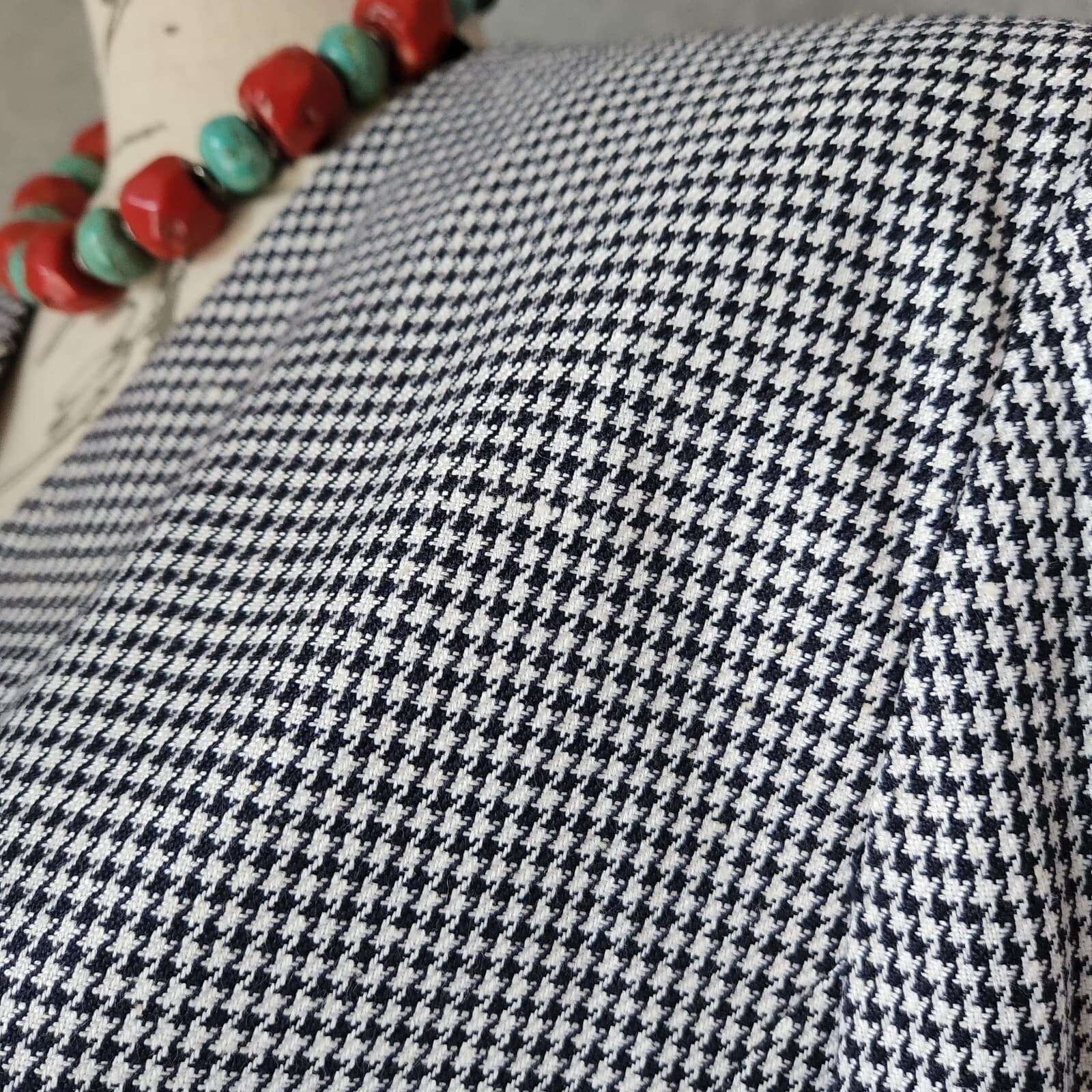 Vintage PENDLETON Houndstooth Blazer Jacket Blue White Women Sz.14 Made in USA - Thumbnail 2