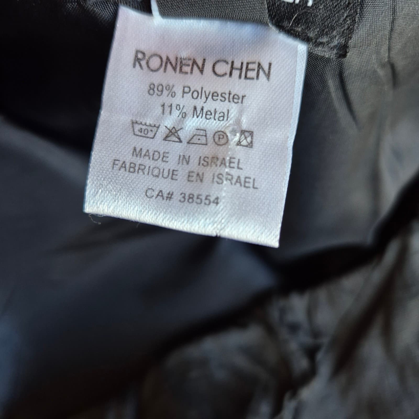 Ronen Chen Crinkle Ruched Ruffle Midi Pencil Skirt Hi-Low Black Zip Women's 2 - Thumbnail 6