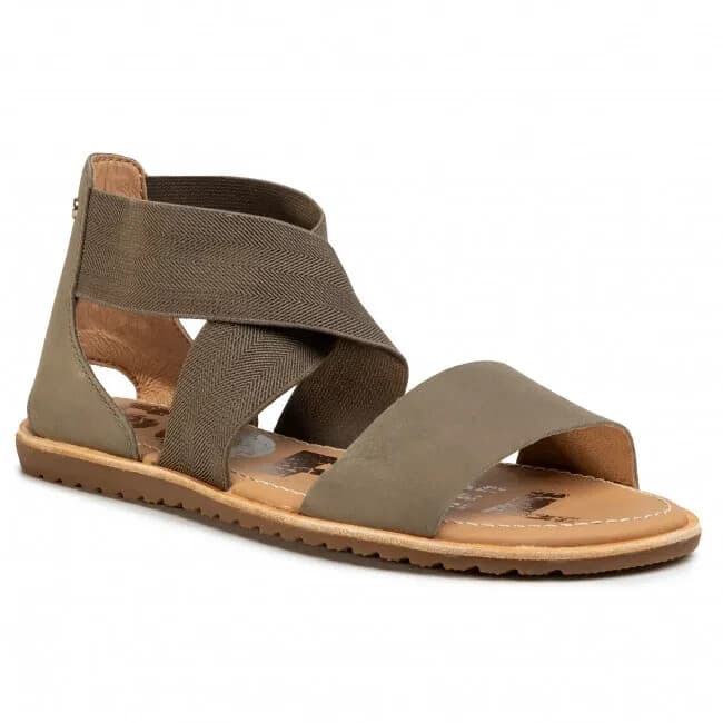 Sorel Ella Leather Gore Stretch Strap Sporty Sandal Comfortable Sage Green US11 - Thumbnail 2