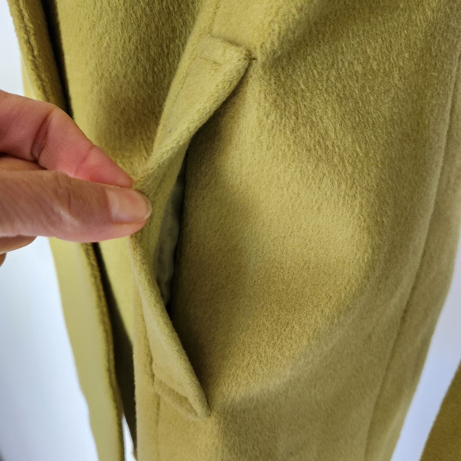 J Jill About Town Wool Blend Pea Coat Button Lined Zesty Lime Green Petite-XS - Thumbnail 5