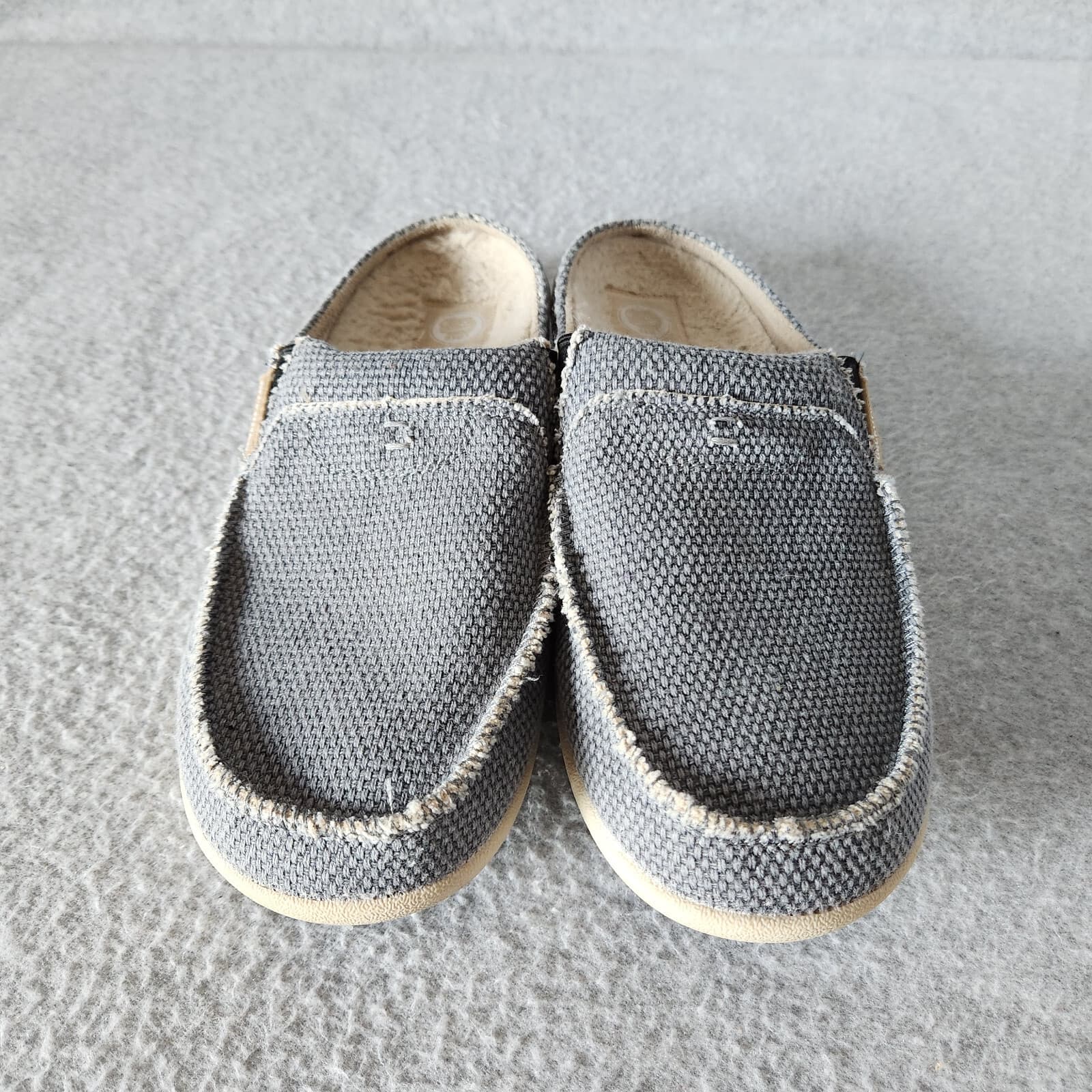 Gecko Man Arch Support Canvas House Slipper Comfort Fleece Insole Grey Mens' 8.5 - Thumbnail 12