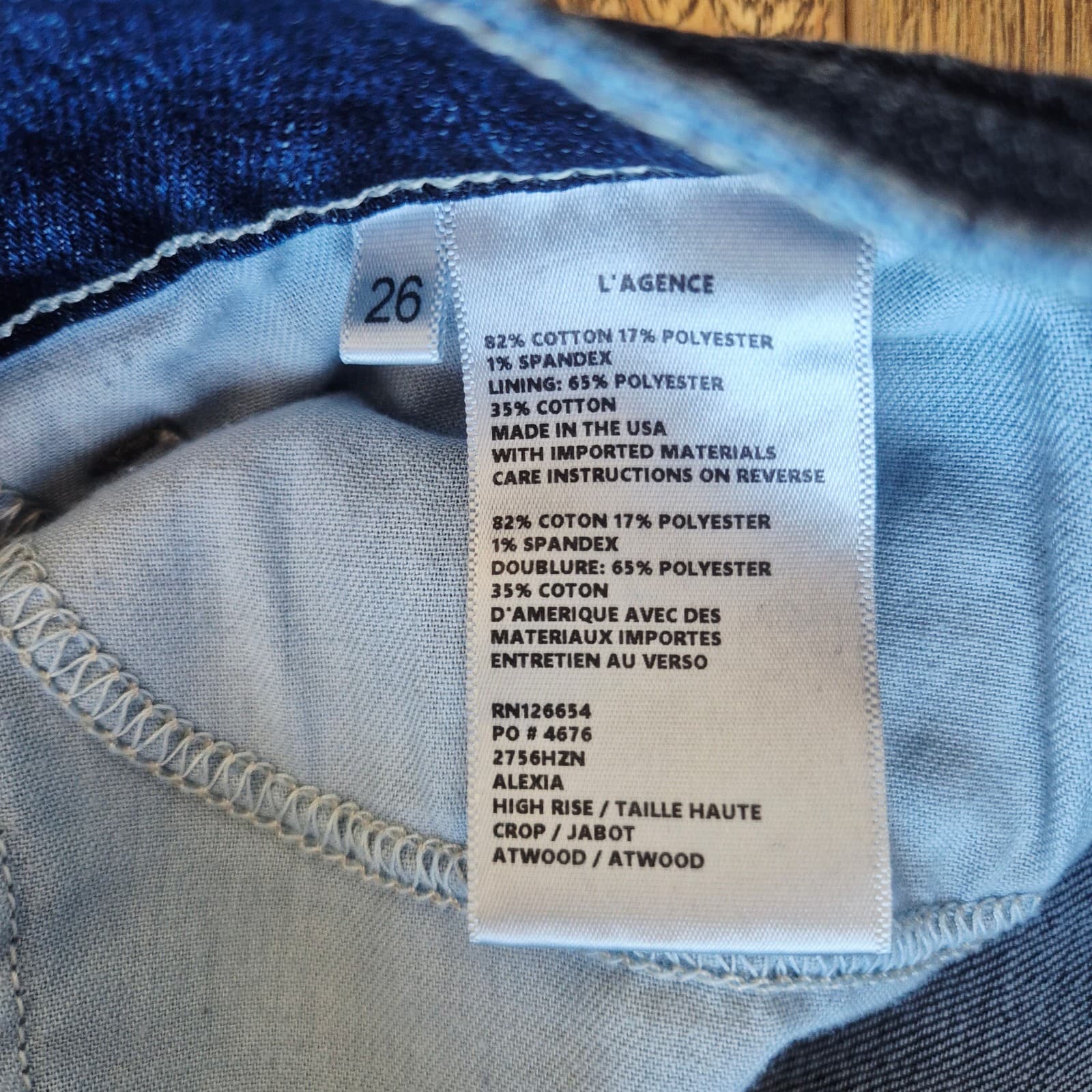 L'AGENCE Alexia High Rise Crop Jeans Distressed Jabot Atwood Wash Blue Womens 26 - Thumbnail 11