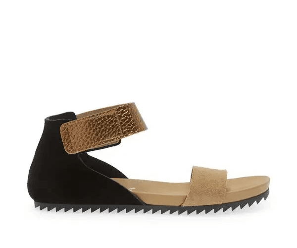 Pedro Garcia Jalila Flat Ankle Strap Sandals Gold Metallic Pebble Leather EU41 - Thumbnail 6