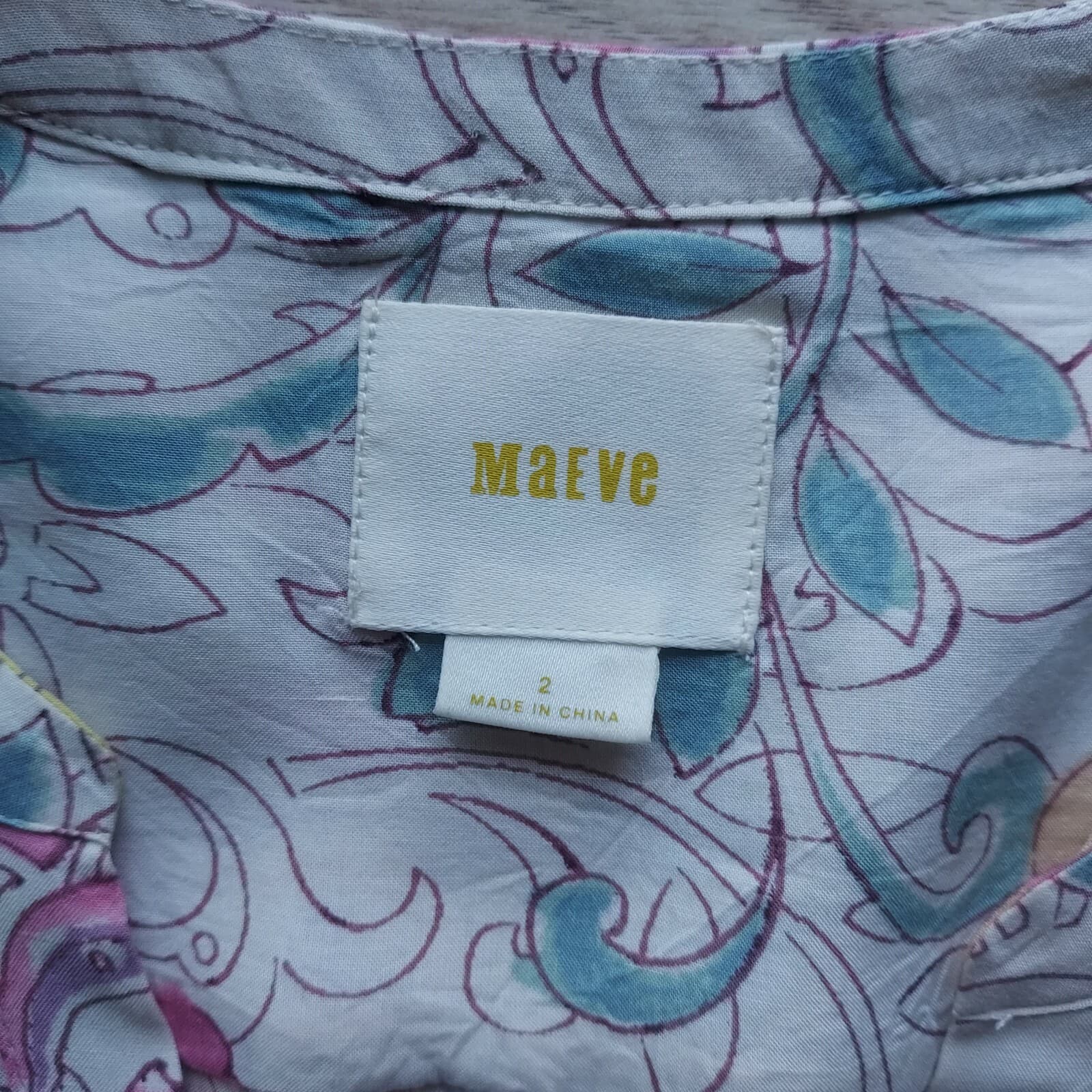 Maeve Anthropologie Laiken Floral Top V-Neck Long Sleeve Multicolor Women Small - Thumbnail 8