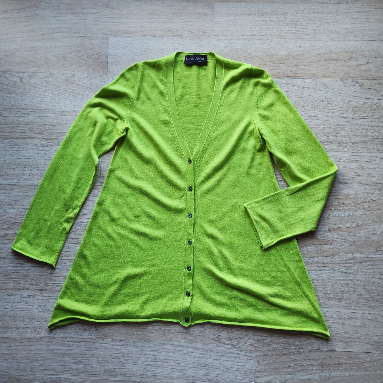 NWoT Fabrizio Del Carlo Made in Italy Cotton Cashmere Cardigan V-Neck Green Sz.M - Thumbnail 5