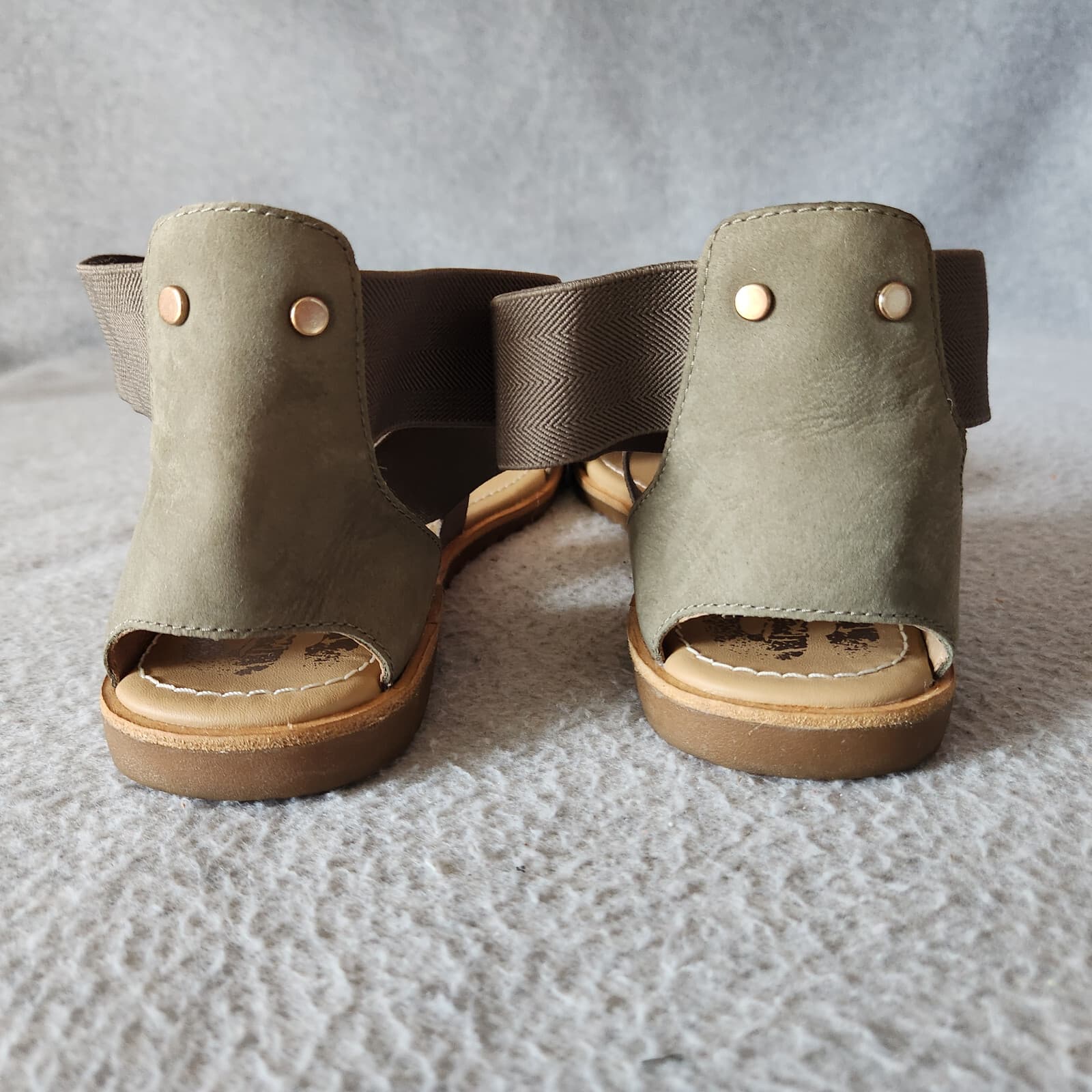 Sorel Ella Leather Gore Stretch Strap Sporty Sandal Comfortable Sage Green US11 - Thumbnail 9