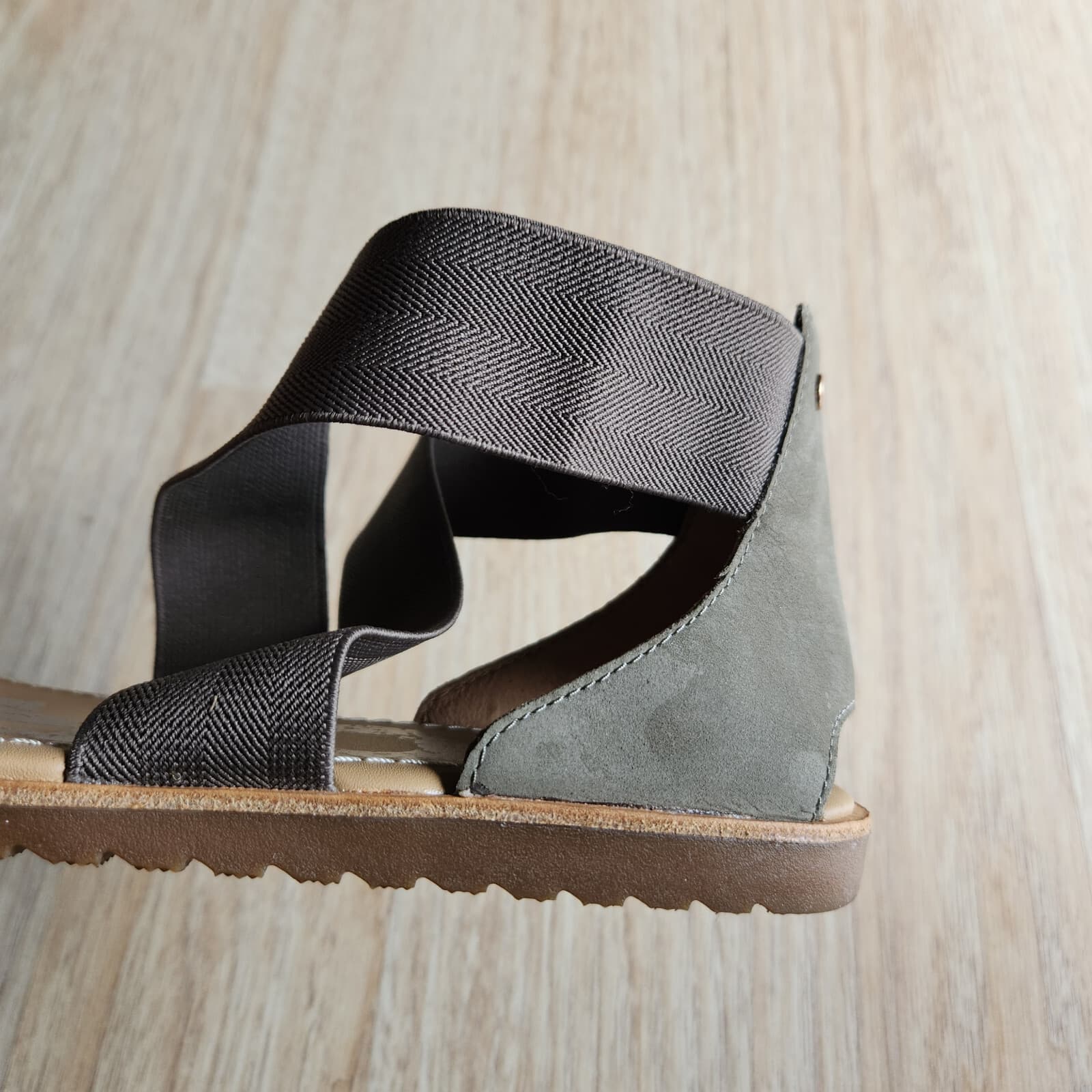 Sorel Ella Leather Gore Stretch Strap Sporty Sandal Comfortable Sage Green US11 - Thumbnail 8
