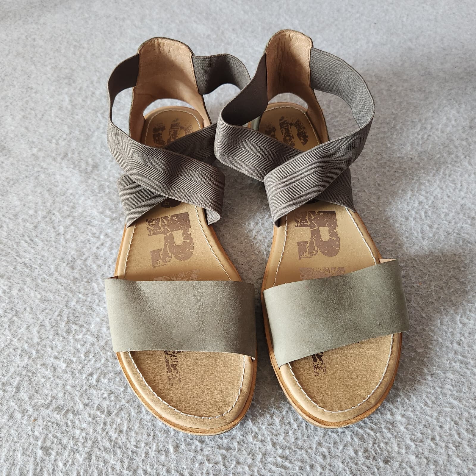 Sorel Ella Leather Gore Stretch Strap Sporty Sandal Comfortable Sage Green US11 - Thumbnail 6