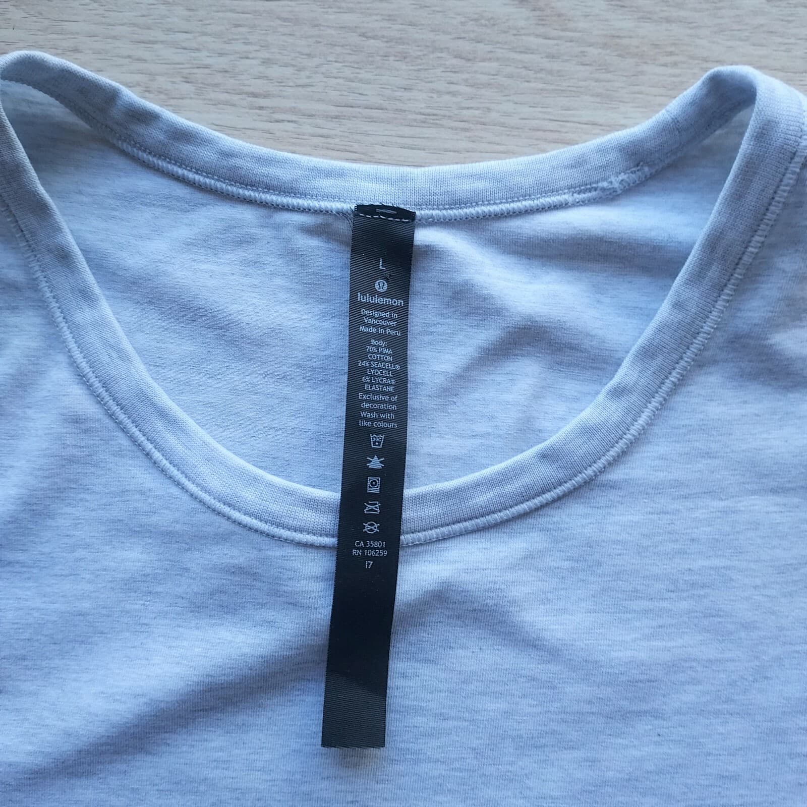 Lululemon Pima Cotton Blend T-Shirt Short Sleeve Primitive Power Grey Men Sz.L - Thumbnail 6