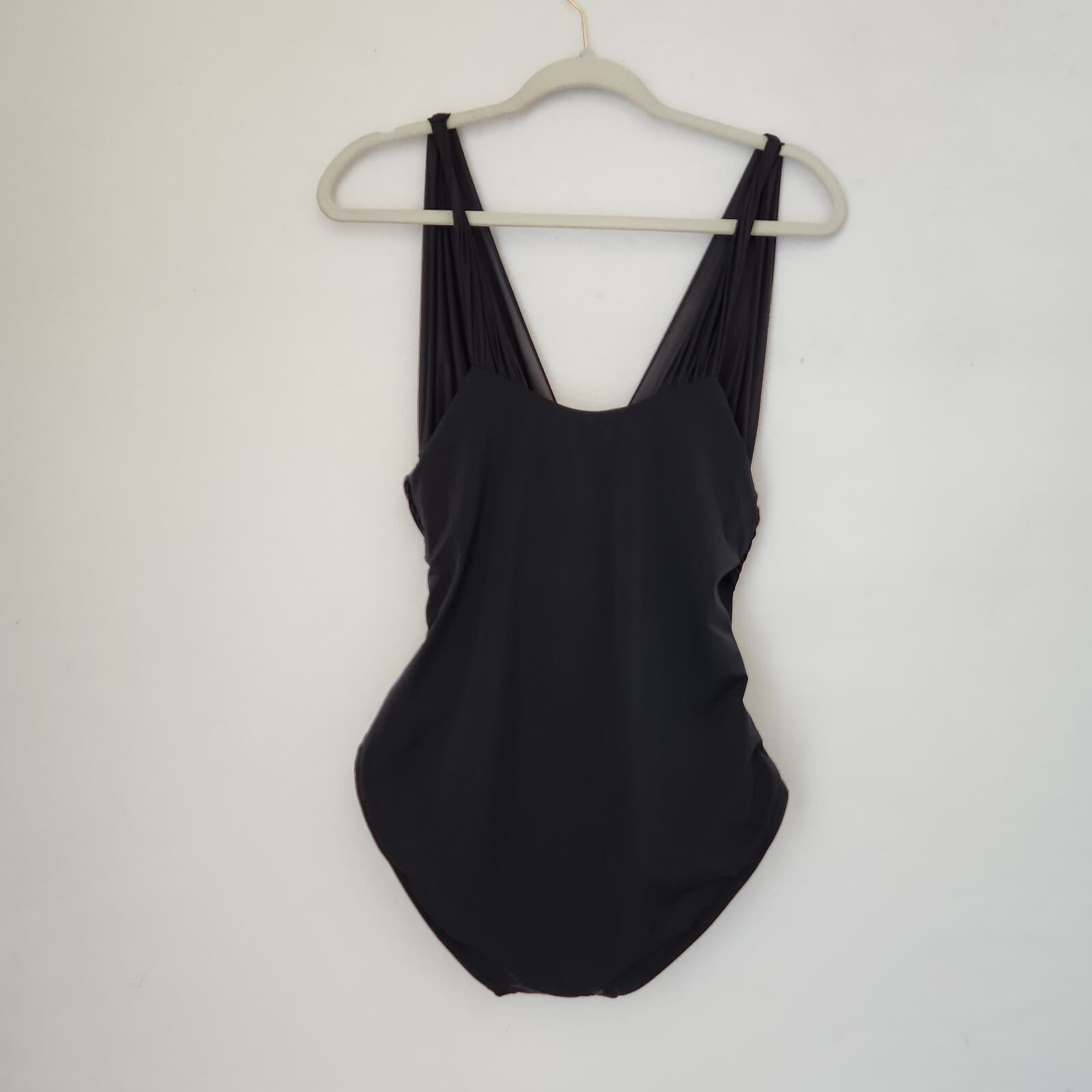 Spanx One Piece Swimsuit Bandeau-Bra Stretch Sheer Slimming Black Sz.10 - Thumbnail 4