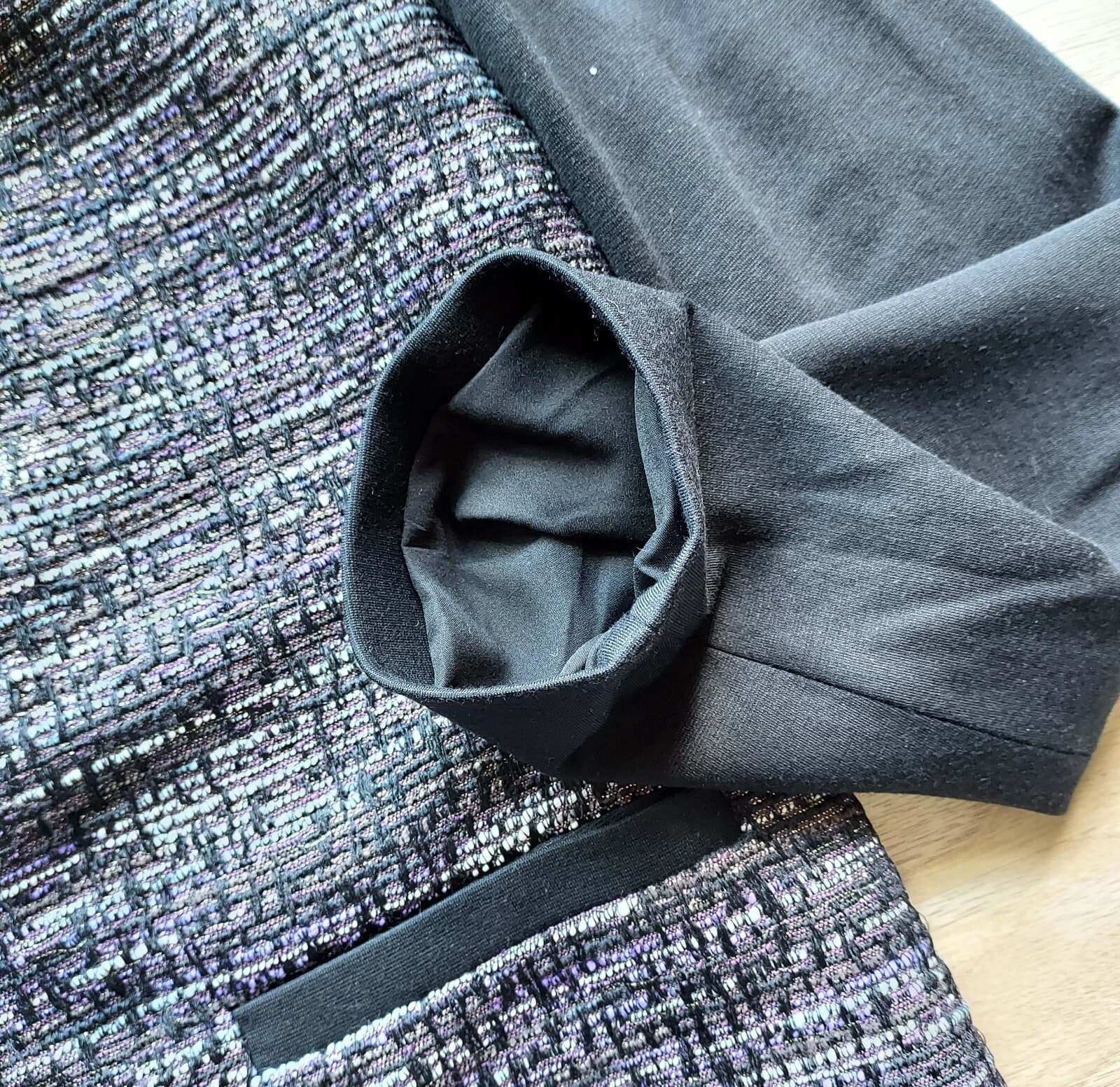 NWT Chico's Metallic Tweed Open Front Blazer Black-Purple Polyester Wool Blend 1 - Thumbnail 8
