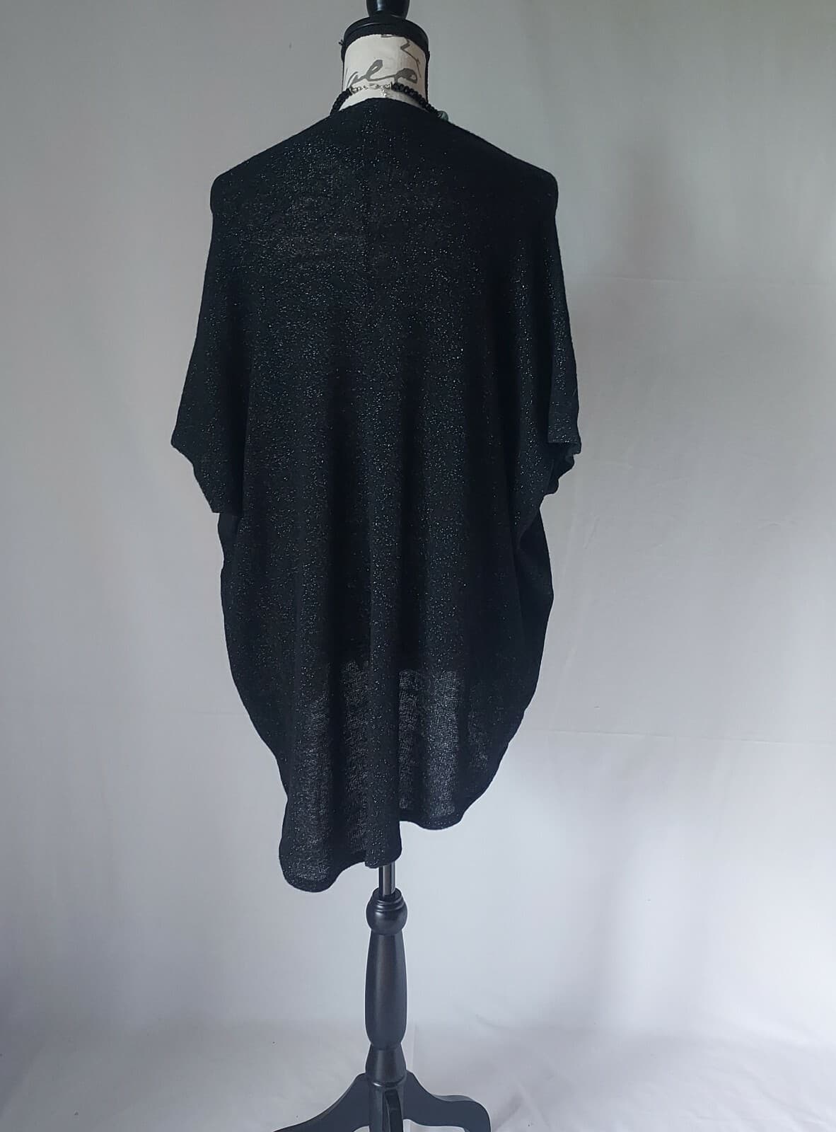 Bryn Walker Wool Blend Tunic Sweater Drop Shoulder Boat Neck Black Metallic Sz.S - Thumbnail 6