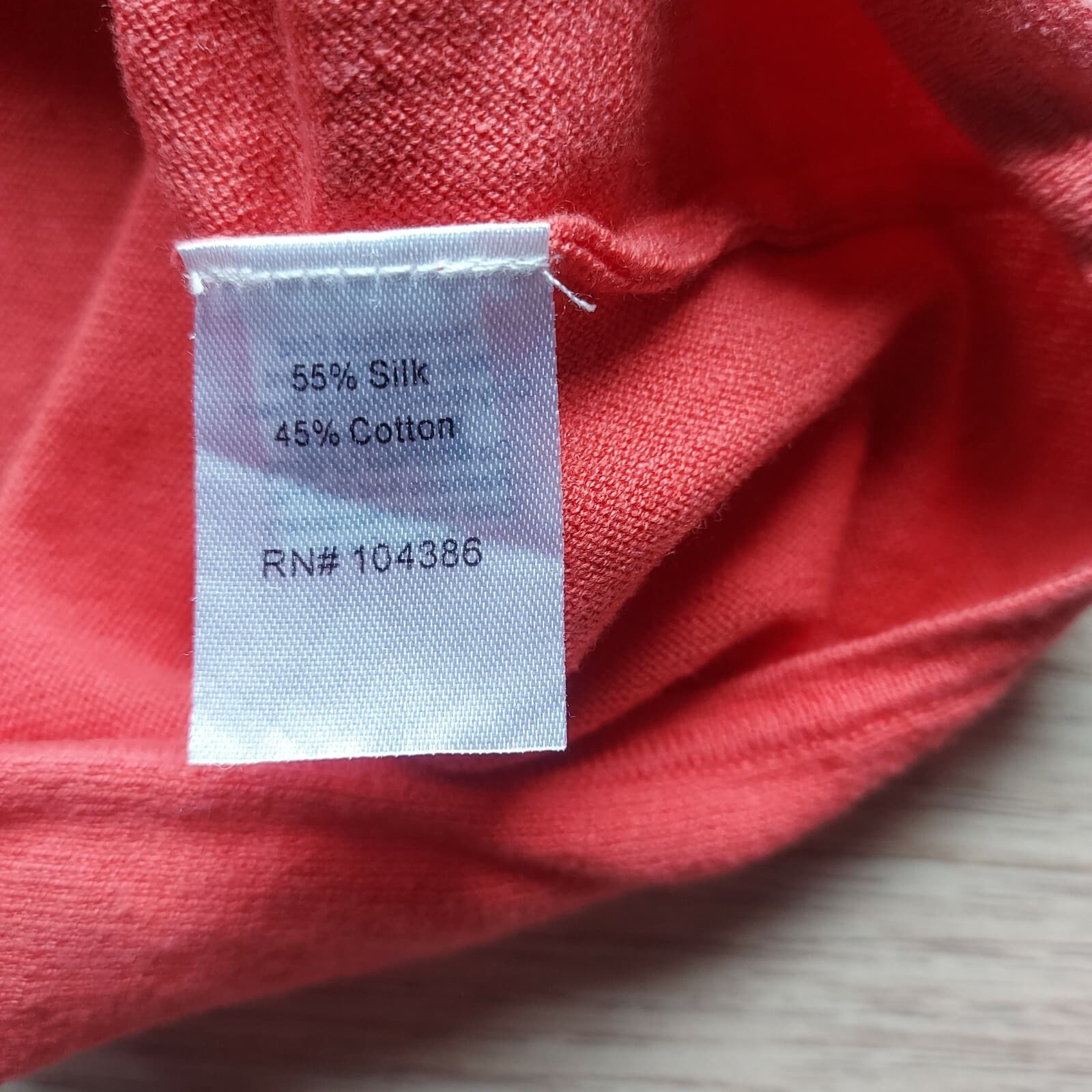 Garnet Hill Silk Cotton Knit Tunic Top Drop Shoulder Scoop Neck Red-Orange Sz.M - Thumbnail 7