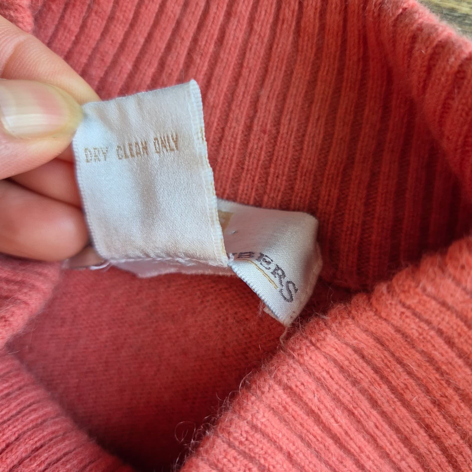 Vintage Precious Fibers Women's 1X 100% Cashmere Mock Neck Sweater Red-Pink - Thumbnail 6