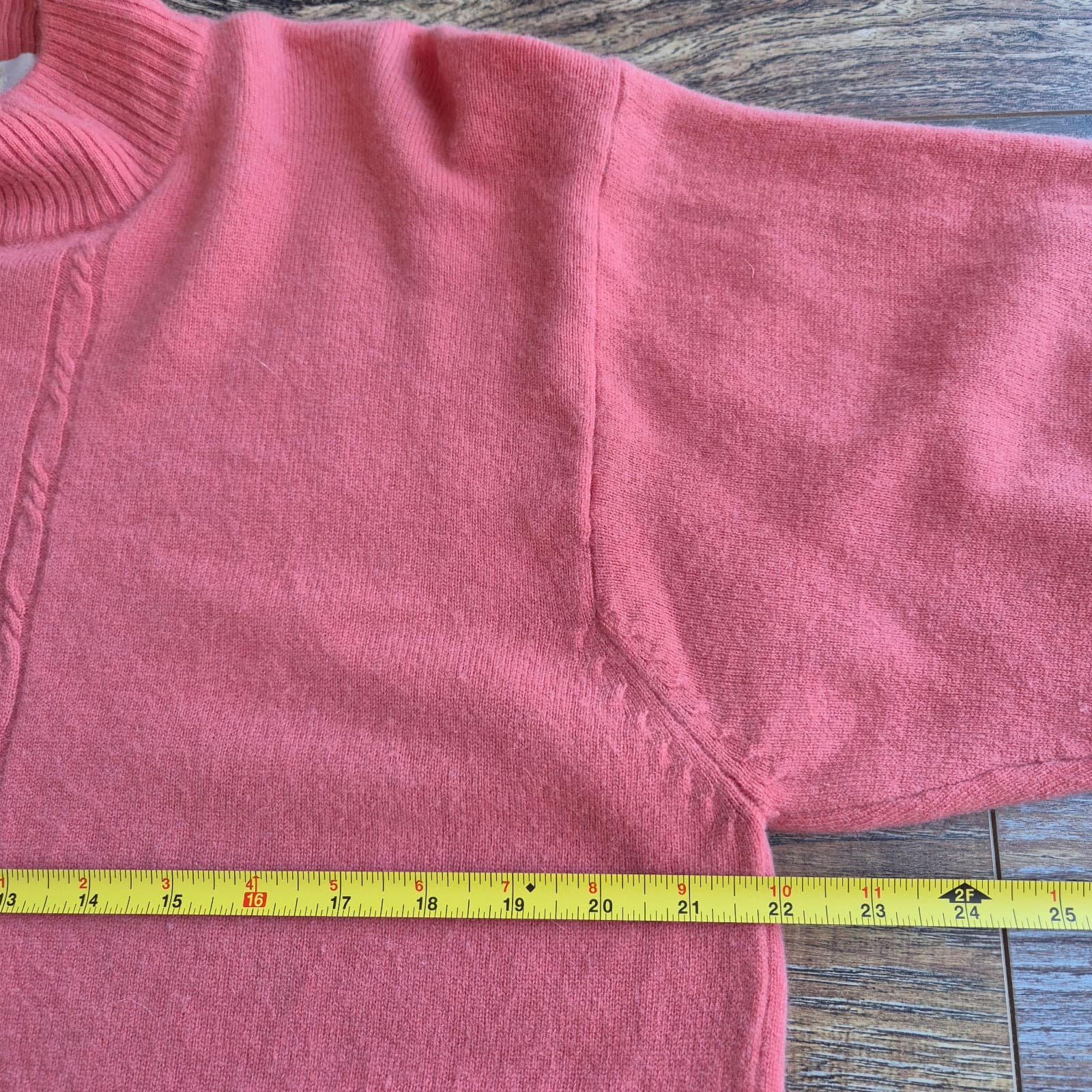 Vintage Precious Fibers Women's 1X 100% Cashmere Mock Neck Sweater Red-Pink - Thumbnail 8