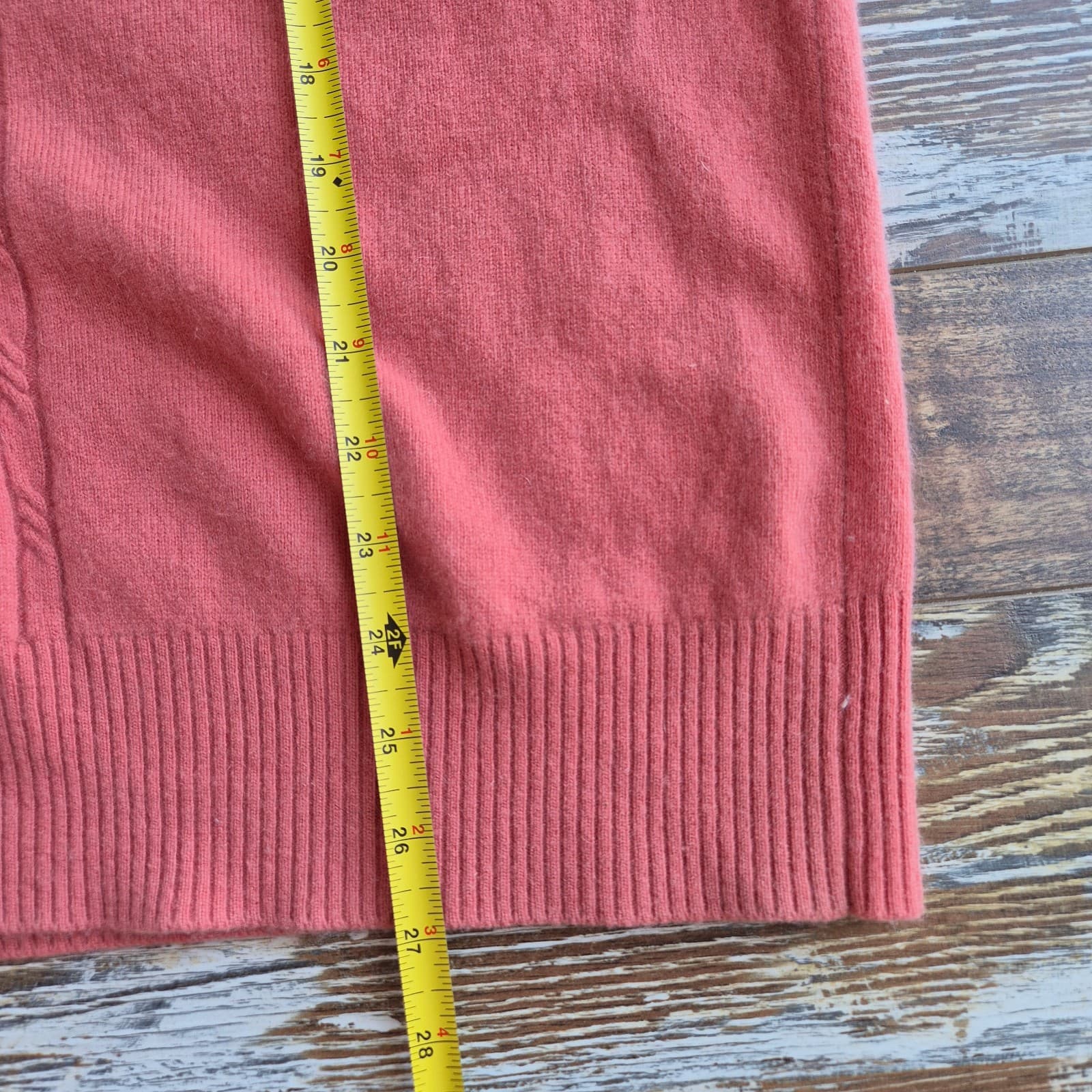 Vintage Precious Fibers Women's 1X 100% Cashmere Mock Neck Sweater Red-Pink - Thumbnail 9