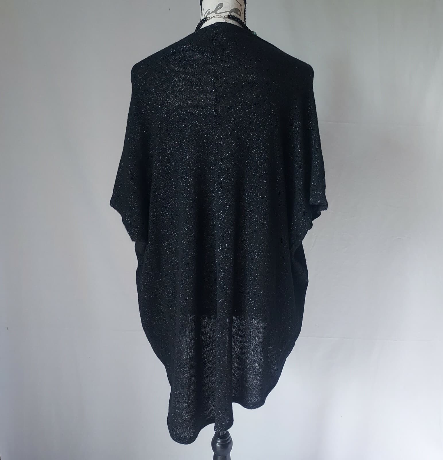 Bryn Walker Wool Blend Tunic Sweater Drop Shoulder Boat Neck Black Metallic Sz.S - Thumbnail 5
