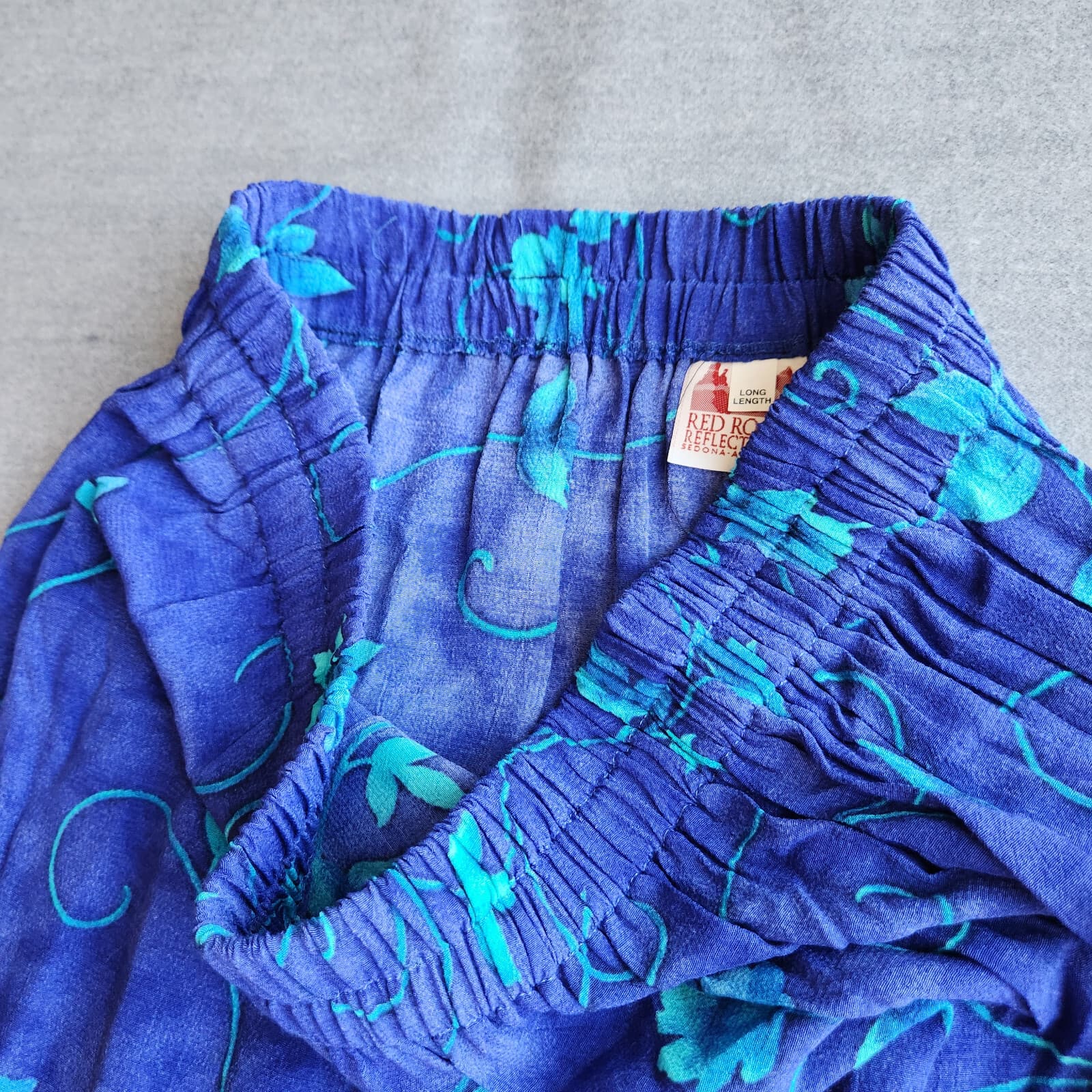 Red Rock Reflections Floral Maxi Skirt Elastic-Waist Blue One Size (Waist 30") - Thumbnail 4