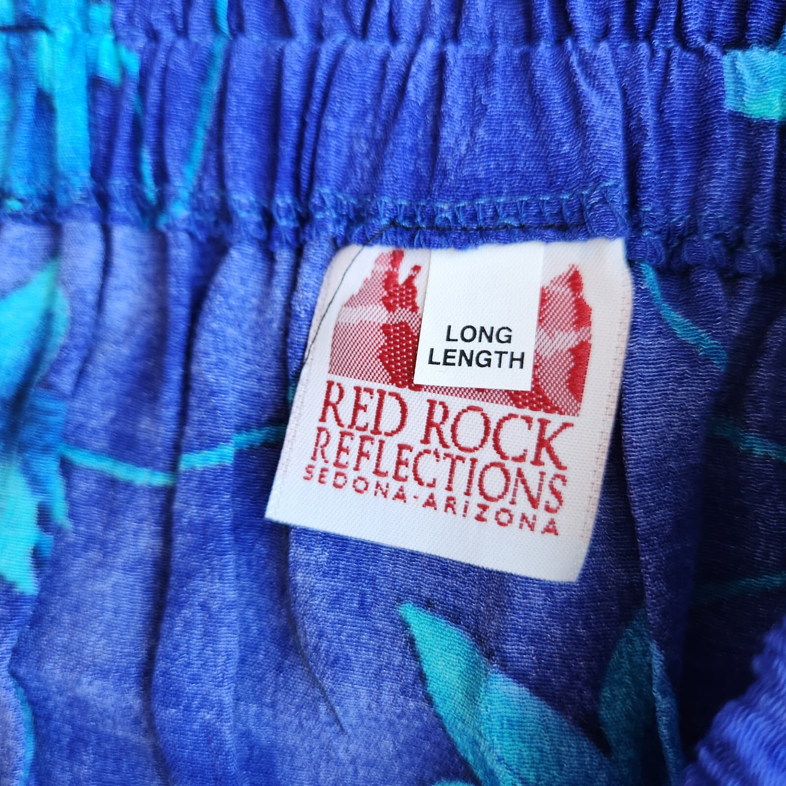 Red Rock Reflections Floral Maxi Skirt Elastic-Waist Blue One Size (Waist 30") - Thumbnail 5