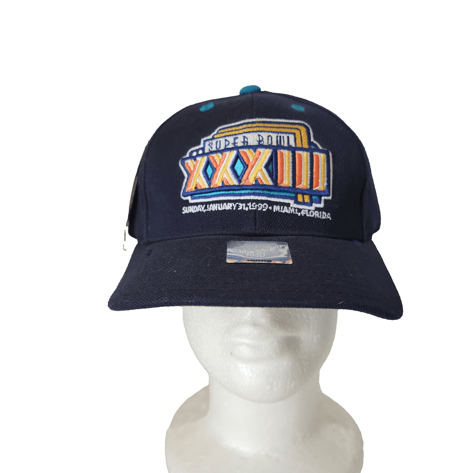 Vintage'99 NWT NFL SUPER BOWL XXXIII Miami Logo Athletic Hat Wool Blend Snapback - Thumbnail 2
