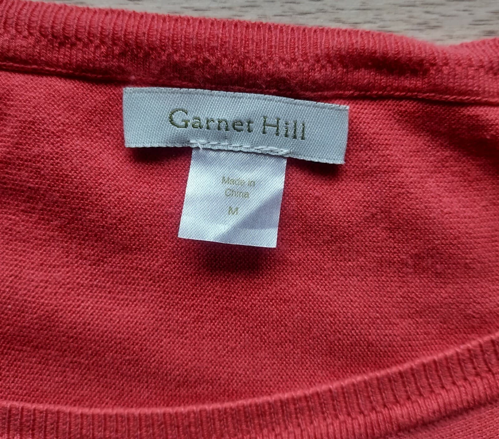 Garnet Hill Silk Cotton Knit Tunic Top Drop Shoulder Scoop Neck Red-Orange Sz.M - Thumbnail 6