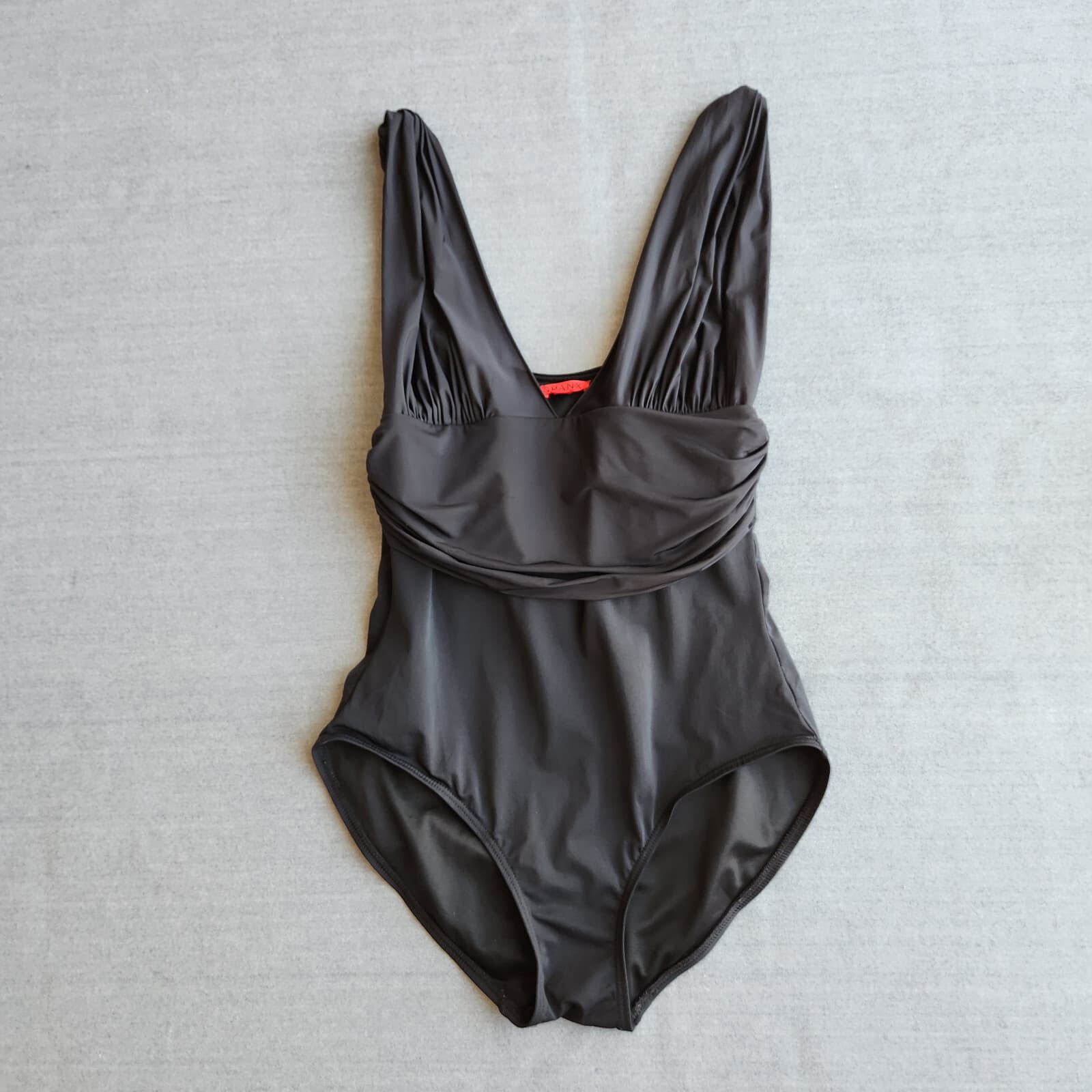 Spanx One Piece Swimsuit Bandeau-Bra Stretch Sheer Slimming Black Sz.10 - Thumbnail 2