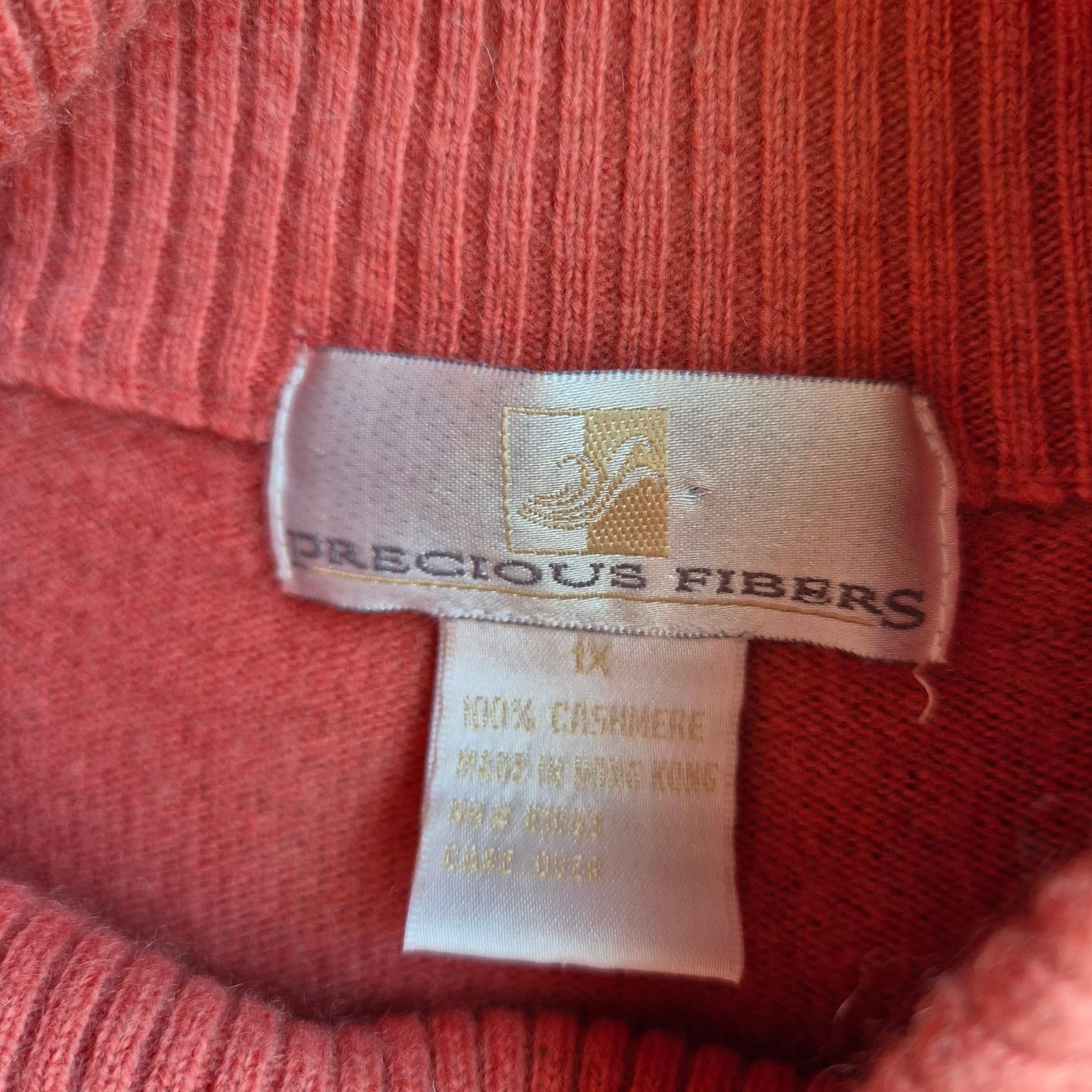 Vintage Precious Fibers Women's 1X 100% Cashmere Mock Neck Sweater Red-Pink - Thumbnail 5