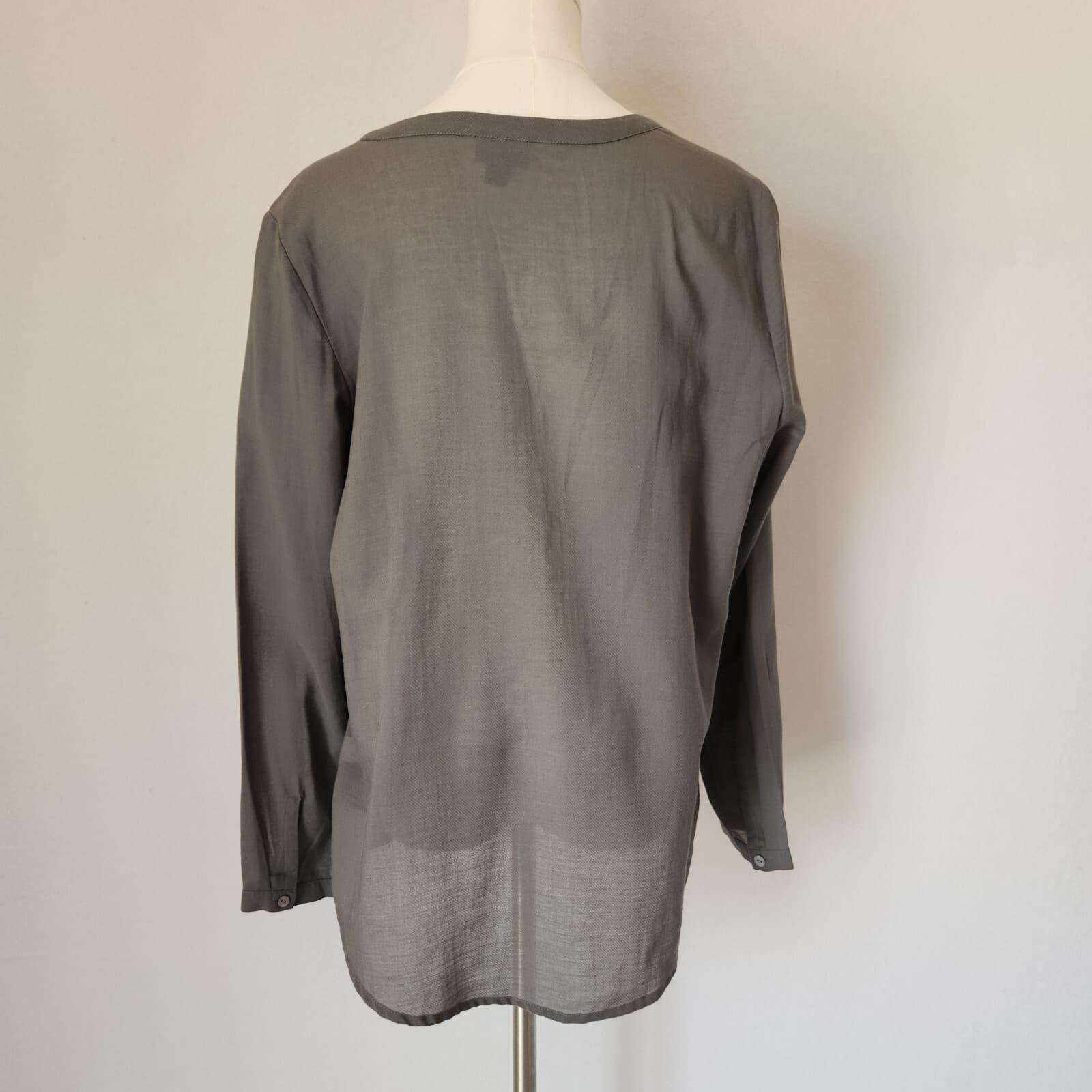 J.Jill Cotton Wool Pintuck Tunic Blouse Button-Front Long Sleeve Grey Women's M - Thumbnail 5